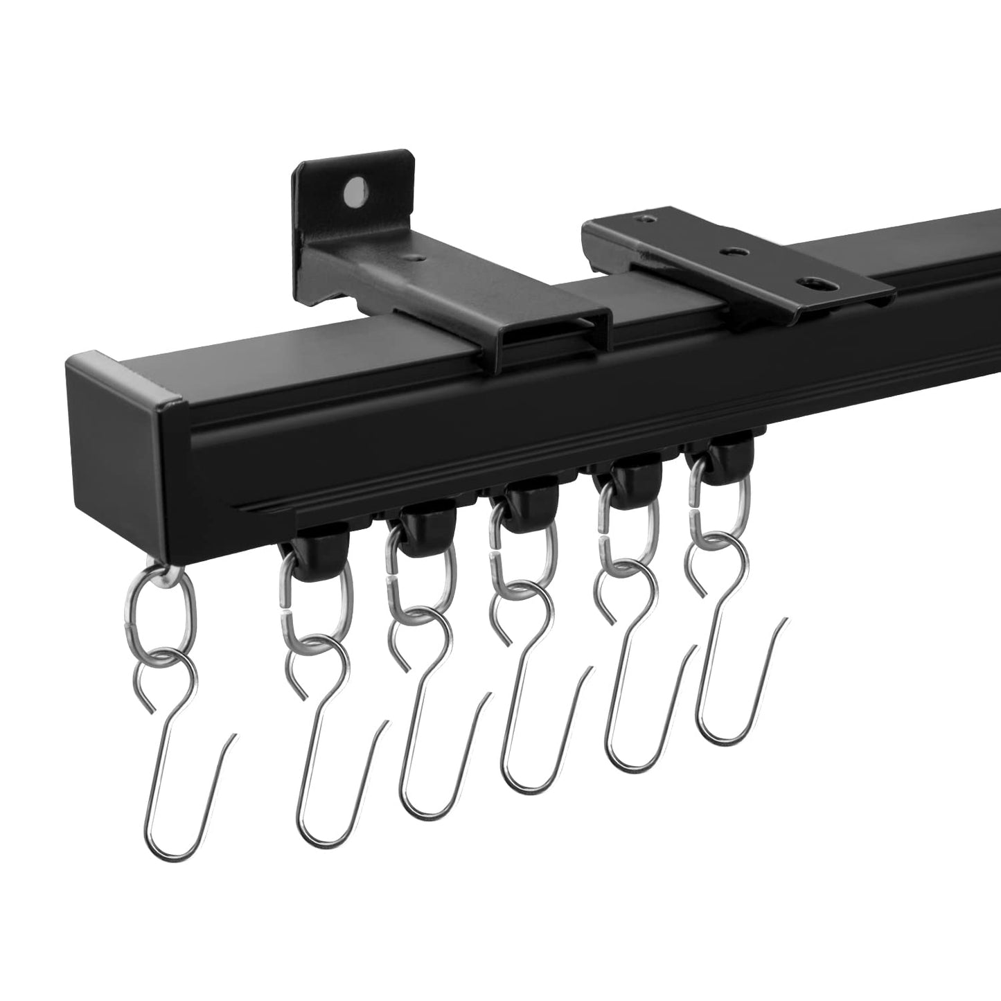 MaKefeile Ceiling Curtain Tracks Ceiling Mounted Heavy-Duty Curtains Rails Room Divider Curtain Track for Living Bedroom Shower Privacy RV Garage Divider Track and Hooks, Black 9ft.