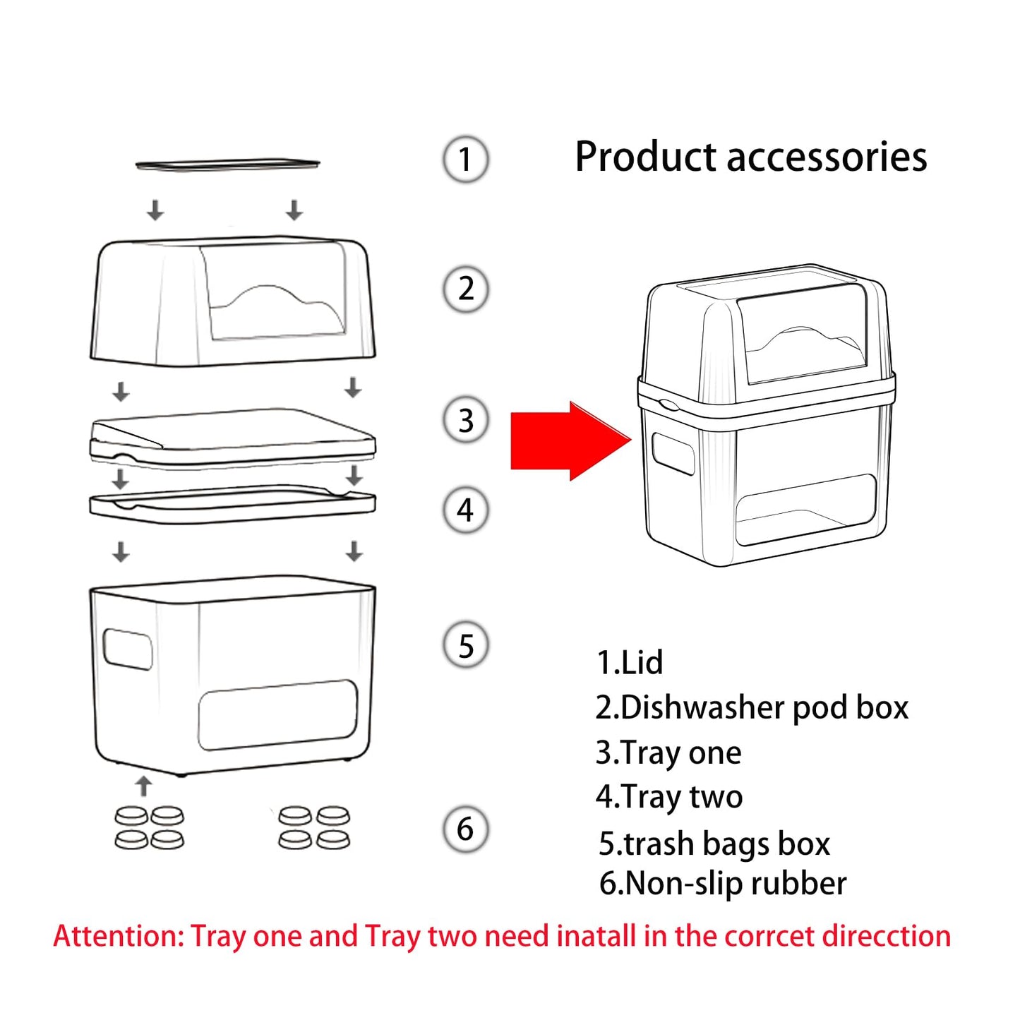 ZZWILLB 2-in-1 Trash Bag Dispenser & Laundry/Dishwasher Pods Container, Clear Acrylic Garbage Bag Holder with Removable Lids, Under Sink Organizer Kitchen Pantry Storage Box