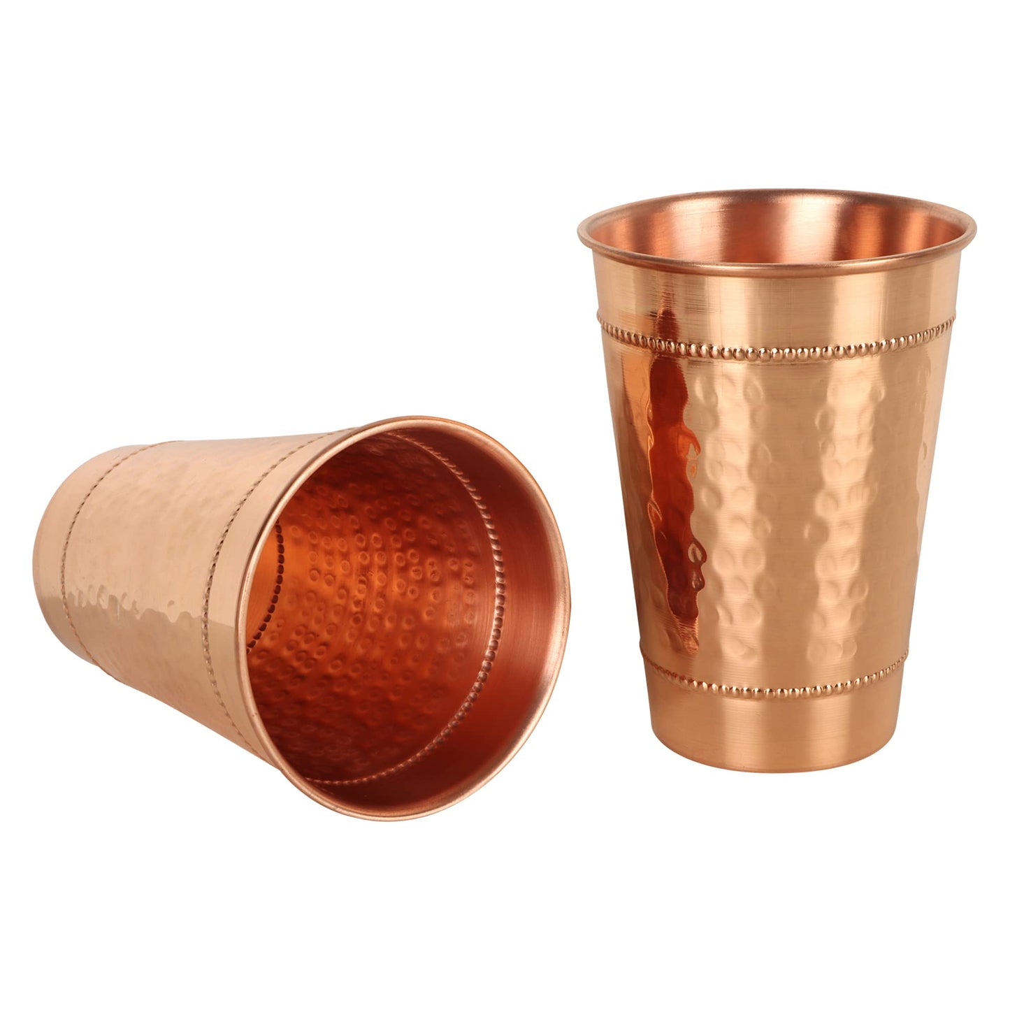 JYPR Hammered Pure Copper Water Drinking Glasses Set of 2 Large 13 Oz Drinking Cups Copper Ayurvedic Health Benefits Tumblers Beautiful Handcrafted Design Cup Best Gift