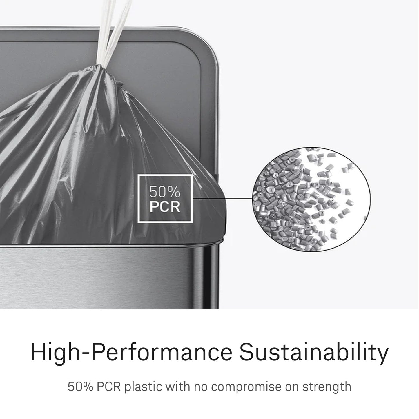 simplehuman Code H 100 Count Odorsorb® Custom Fit Liners, Drawstring Odor Absorbing Trash Bags, One-by-One Mess-Free Dispense, Extra Thick & Double Seamed, 50% PCR Plastic, 30-35 Liter / 8-9 Gallon