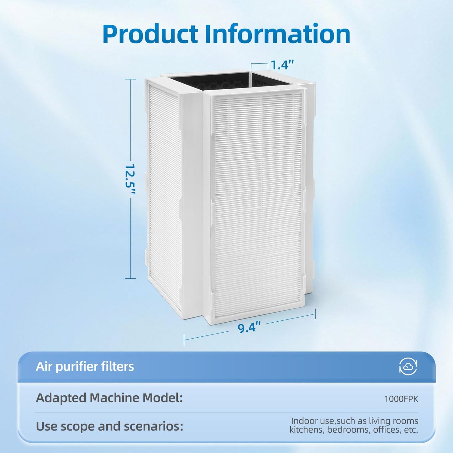 CAP-1000 Replacement Filter Compatible with Cuisinart CAP-1000FPK Air Purifier, 3-in-1 Filtration (1 Pack)