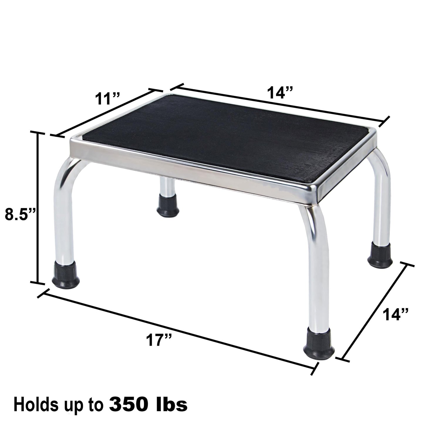 Vaunn Medical Foot Step Stool 350lbs Heavy-Duty Welded Steel Legs, Fully Welded Single Construction Frame, Anti-Skid Rubber Platform
