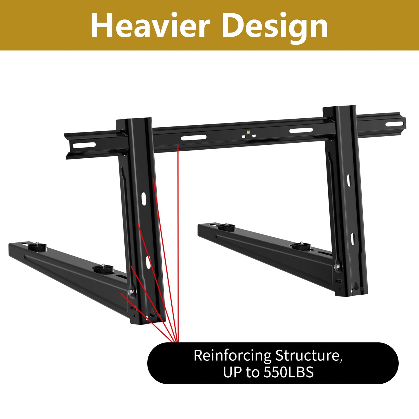 WeCooper Heavy Duty Mini Split Wall Mounting Bracket,Outdoor Air Conditioner Mount Condenser Bracket for 9000-36000BTU Universal Ductless Heat Pump,Compressors & HVAC Systems,Deep Black