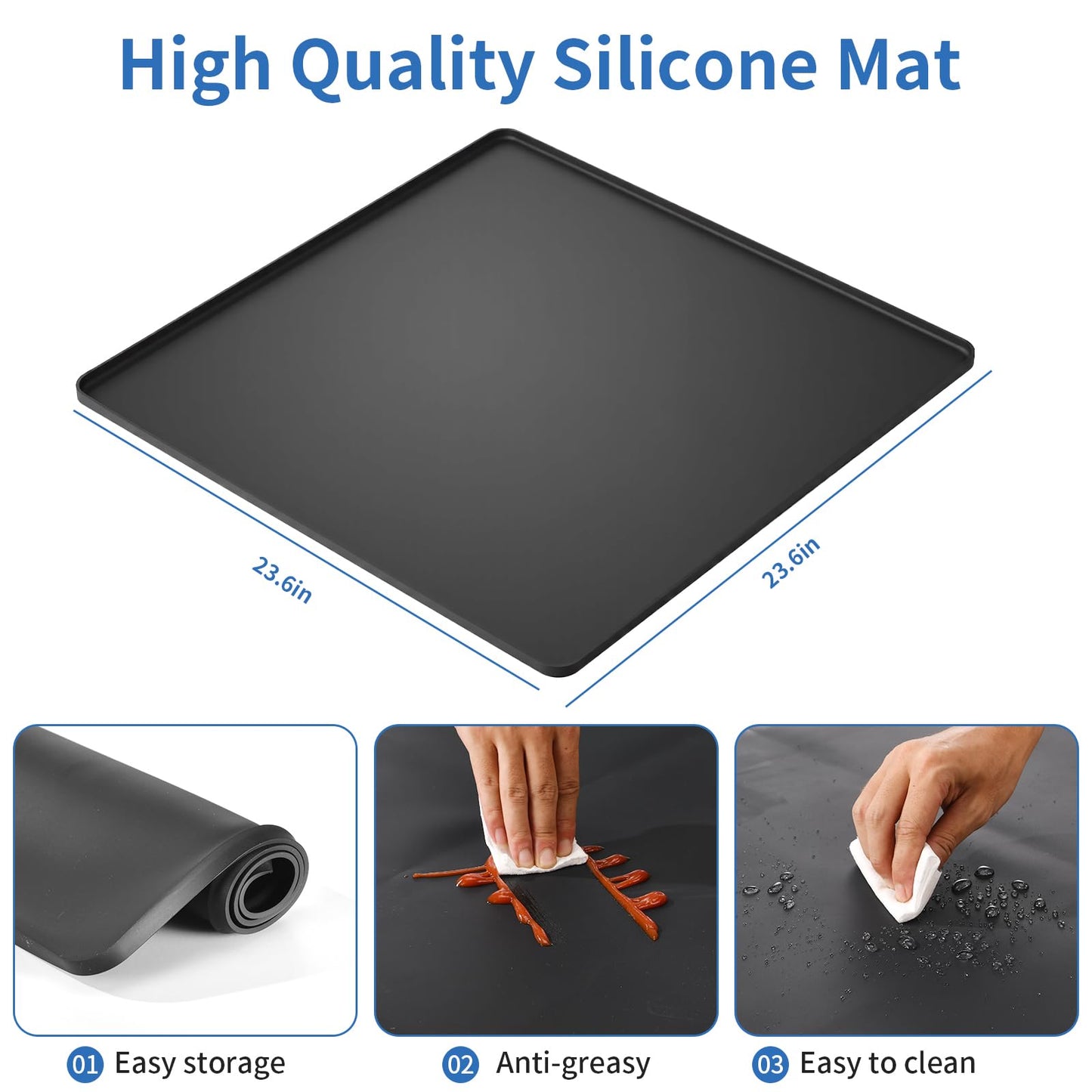 HurOutd Mini Fridge Stand with Silicone Mat, Adjustable Refrigerator Stand with 4 Stainless Steel Feet (9"-10.2" High), Suitable for Small Refrigerators, Portable Compact Washer or Dryer