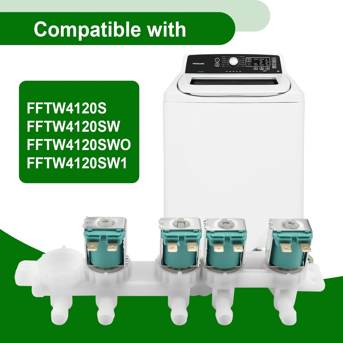 5304511334 Washer Water Inlet Valve Compatible With Frigidaire FFTW4120S FFTW4120SW FFTW4120SW0 FFTW4120SW1 Replace 5304536496 5304526580 33090115 5304536938