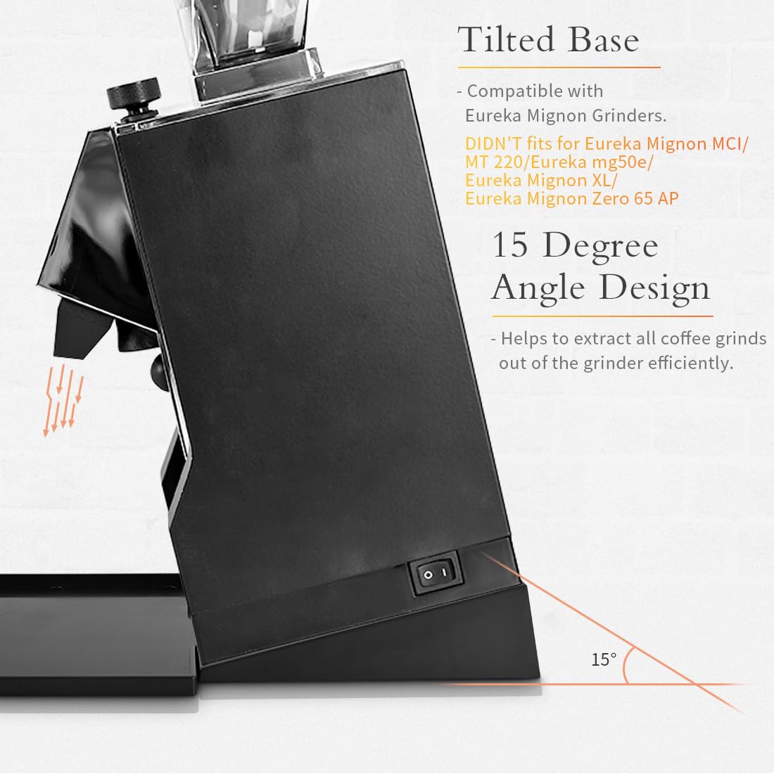 Incline Stand with Tray Compatible with Eureka Mignon Grinder Durable Tilted Angled Base and Drip Tray Espresso Grinder Accessories Parts