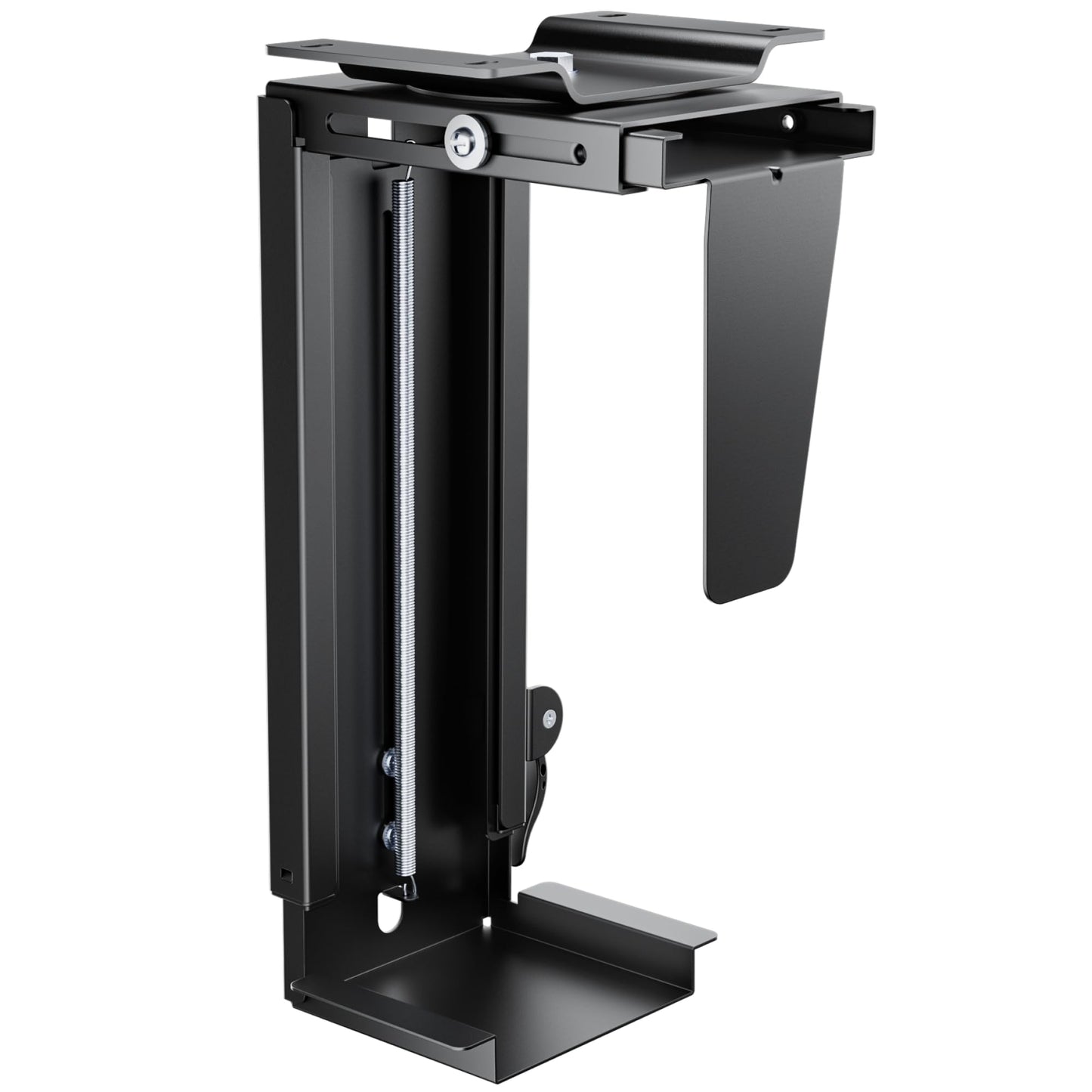 PEGZONE Adjustable Under Desk PC Mount, 3.5 to 8 Inch Wide Computer Tower Holder with Locking Handle,360 Degree Swivel Adjustable Height and Width, Black