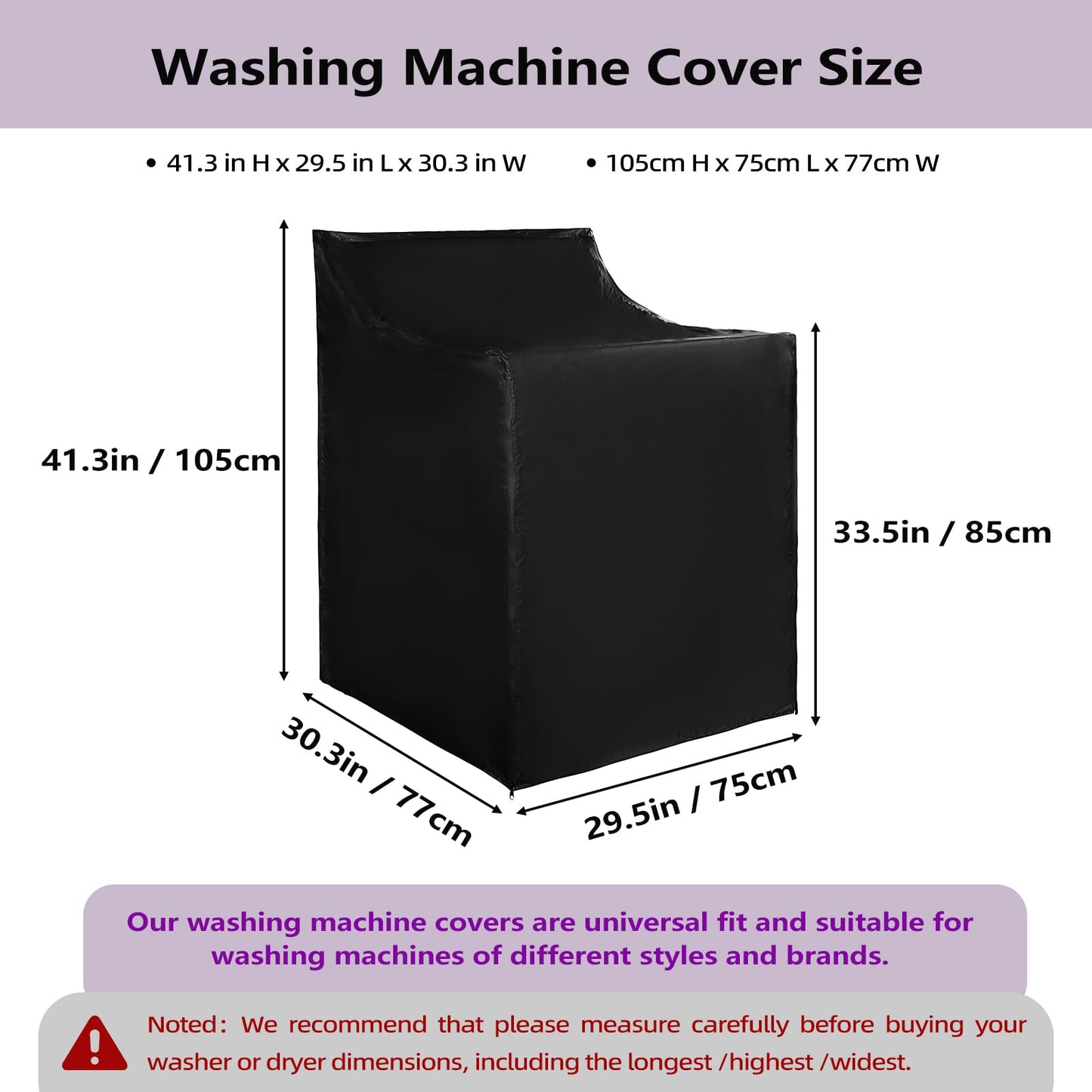420D Heavy Duty Waterproof Washer & Dryer Cover with Easy-Install Zipper, Universal Fit for Top-Loading and Front-Loading Washing Machines 2 Pcs