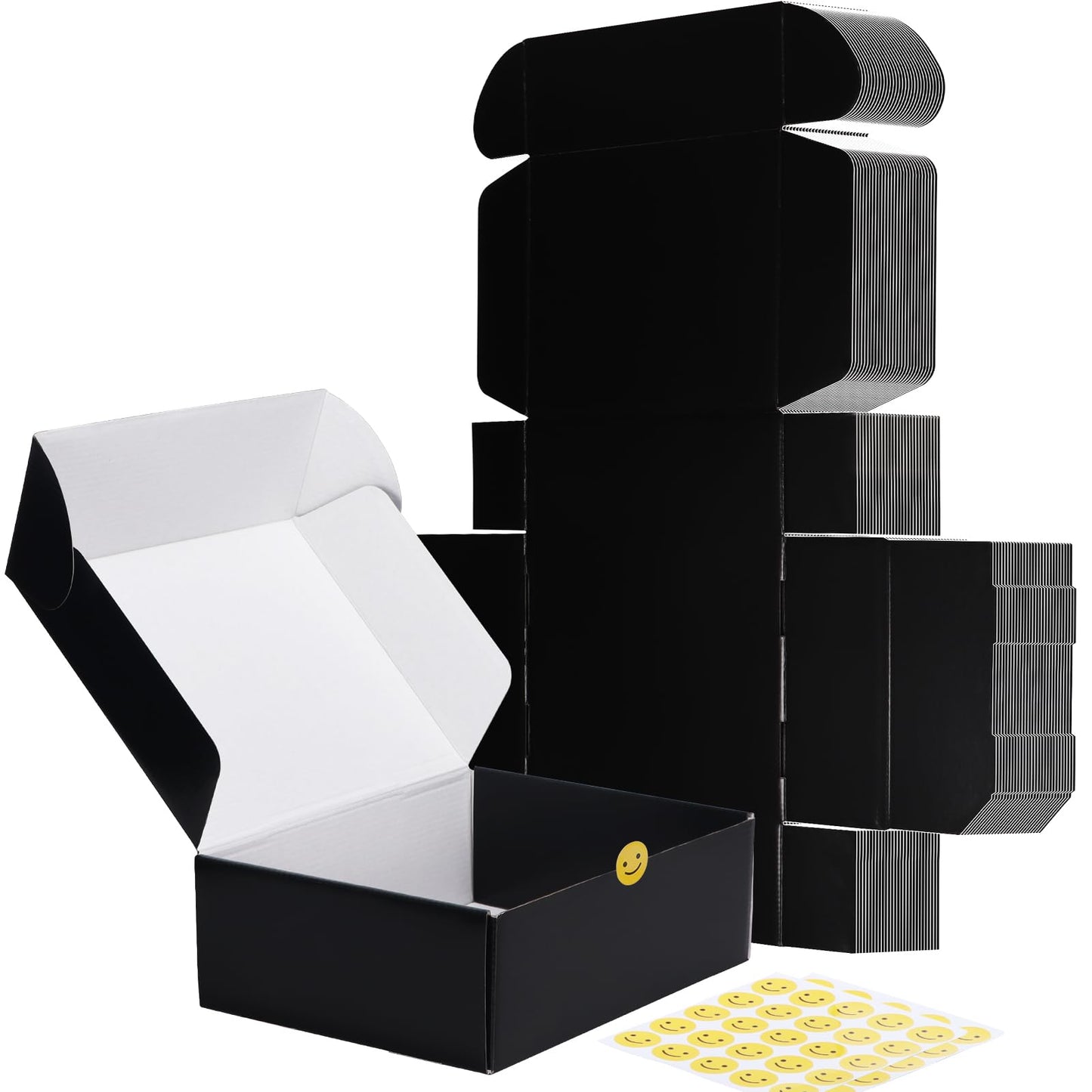 RLAVBL 12x9x4 Shipping Boxes Set of 20, Black Corrugated Cardboard Box for Packing, Mailing, Business, Gift