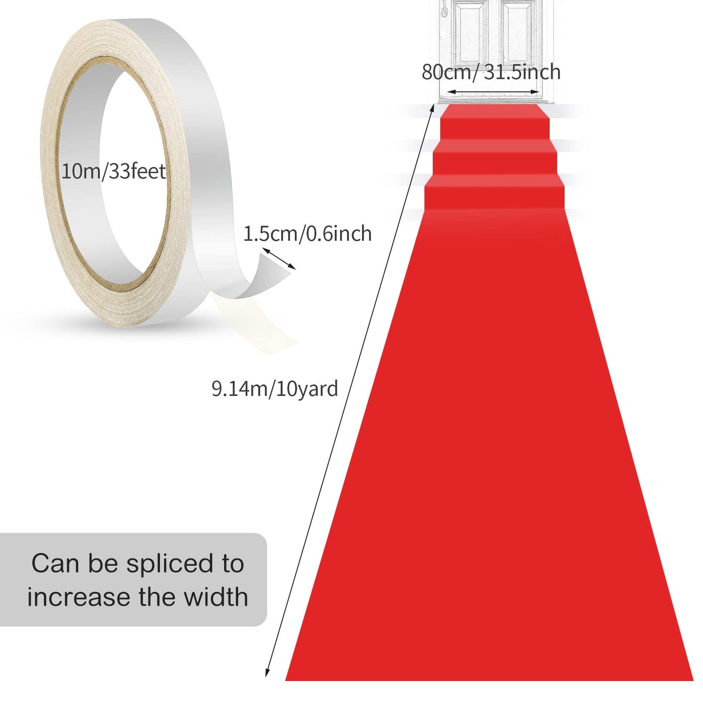 Shappy Red Carpet Runner Rug for Party 55gsm Thickness with 1 Piece Carpet Tape for Wedding Christmas Xmas Christmas Outdoor Accessories, Wedding Party Hallway Rug(2.6 x 30 Feet)