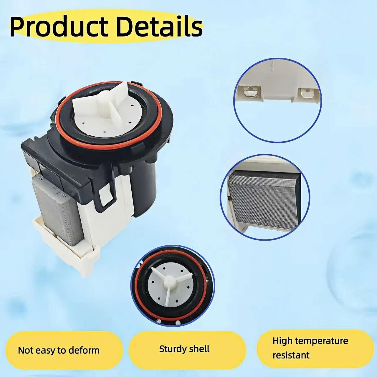 LZXQYMX Washer Drain Pump - Compatible with LG WM9500HKA, WM8100HVA, WM9000HWA Replacement | 4681EA2001N Model | with Overheat Protection & Easy Installation