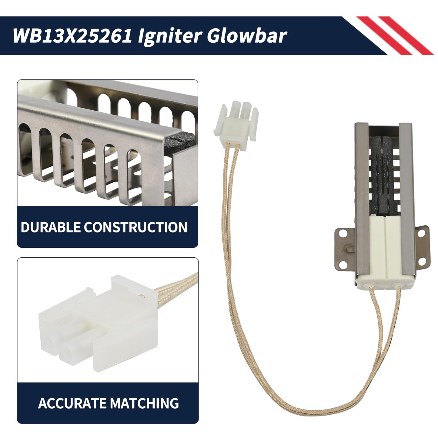 Promrmr Igniter Glowbar Broil WB13X25261, WB13K10020, Fit for GE Hotpoint Gas Range Oven Igniter Replace 4338051, AP5986241, EAP11725182, PS11725182, PD00025313 Range Broil Igniter