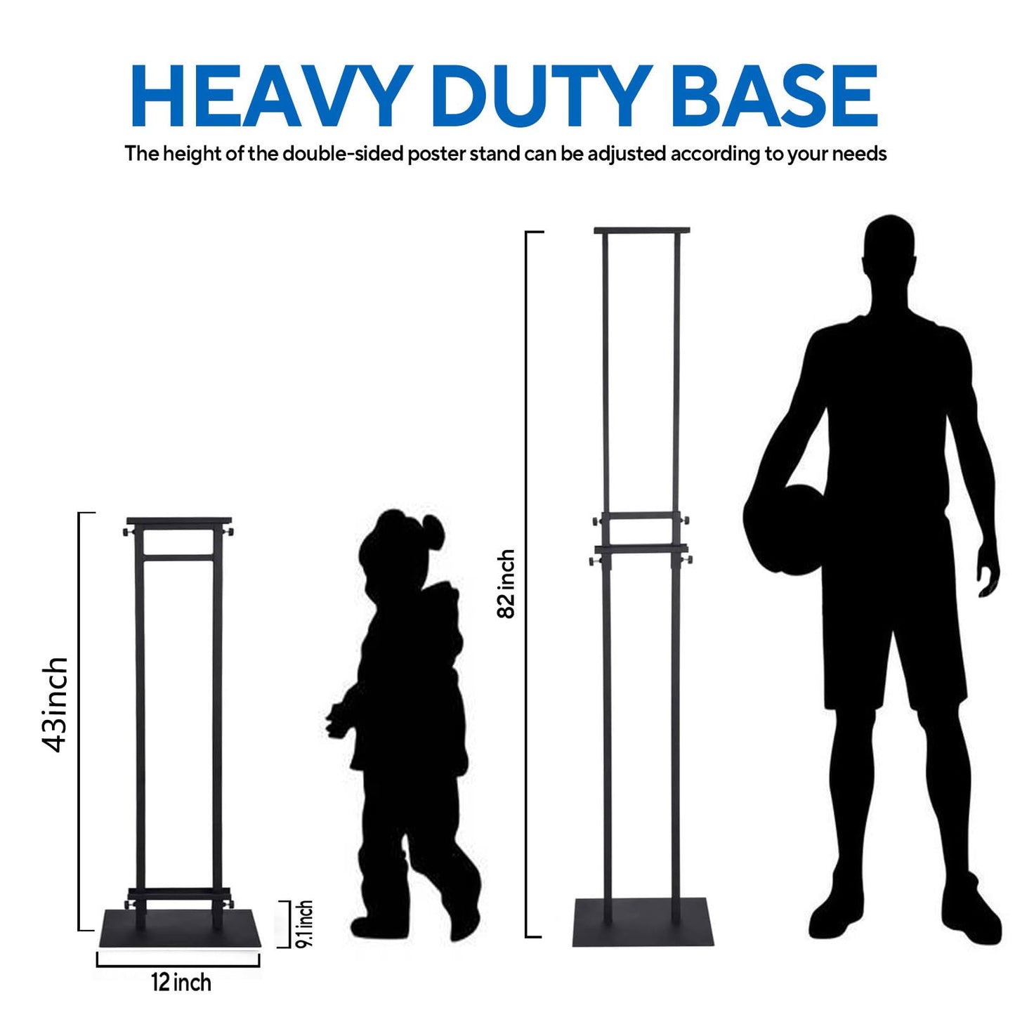 Floor Poster Board Stand, Double-Sided for Board & Foam Sign, Adjustable Metal Sign Holder, Height Up to 82Inches Poster Stand for Display Pedestal Sign Stand (1 Pack Poster Stand)