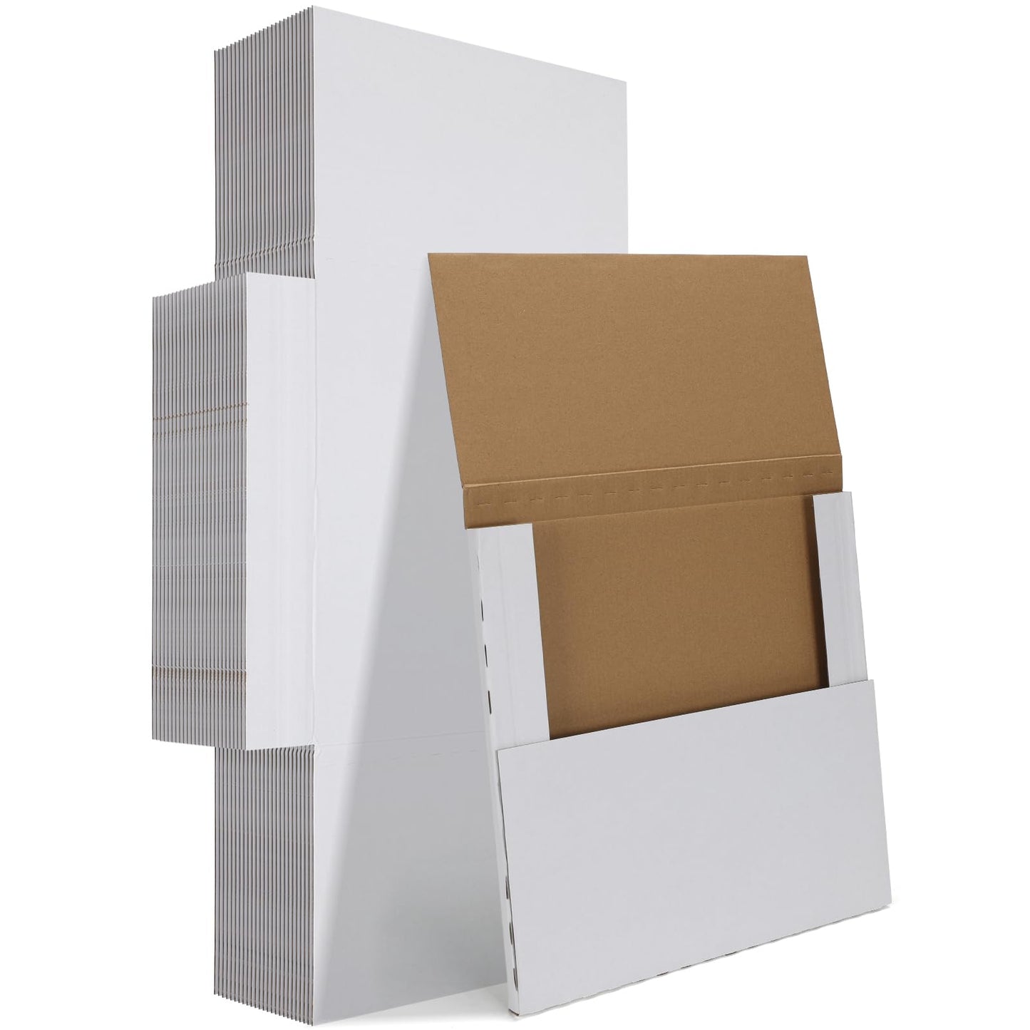 HORLIMER 12.8x12.8x1 Vinyl Record Shipping Boxes Set of 25, White Corrugated Cardboard Mailer Box for Mailing, Packaging, Moving Storage
