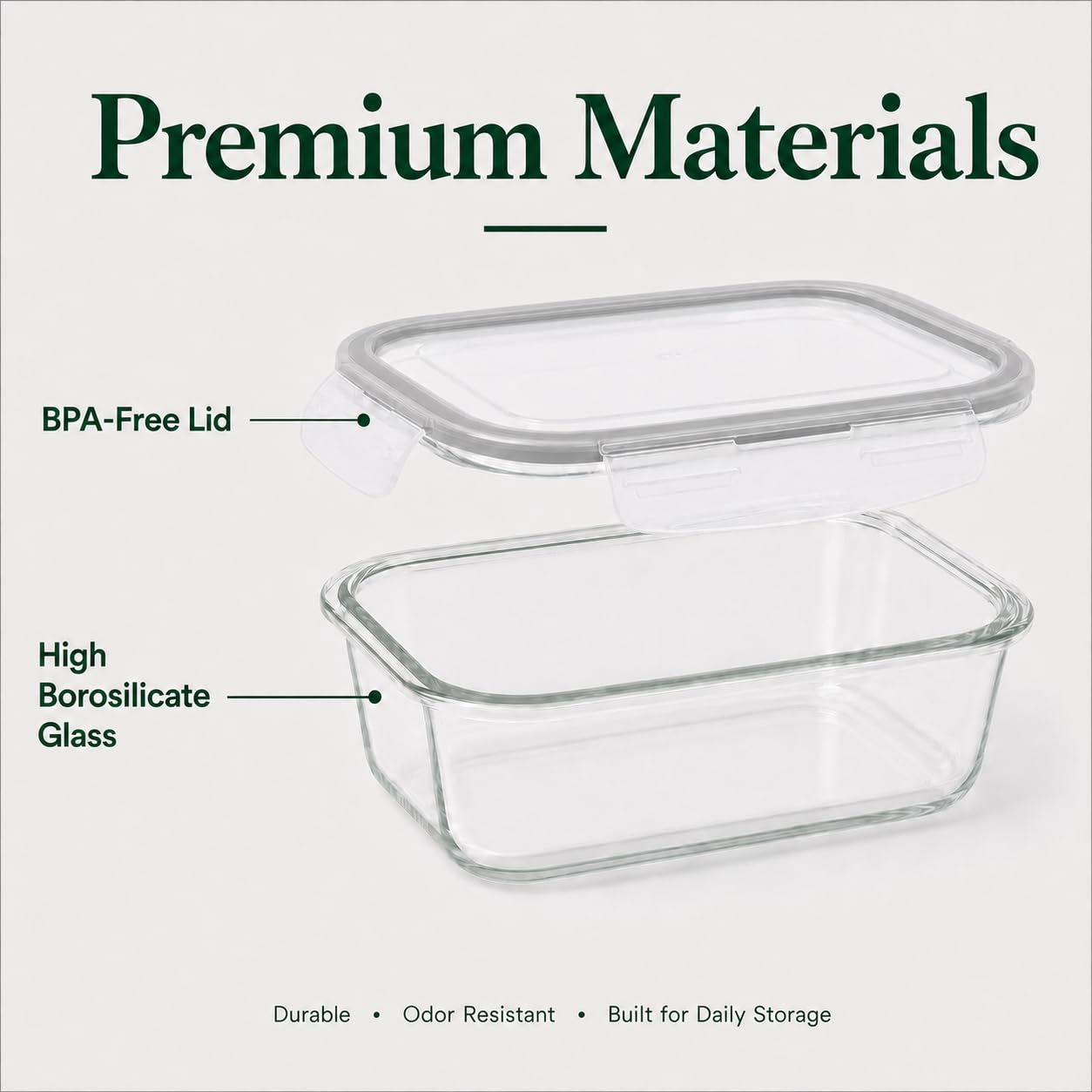 Peaktent 2 Pack 63oz Large Glass Storage Containers with Lids Big Meal Prep Food Container Set for Storing food, vegetables or fruits, BPA Free, Freezer Dishwasher Oven Safe (gray)