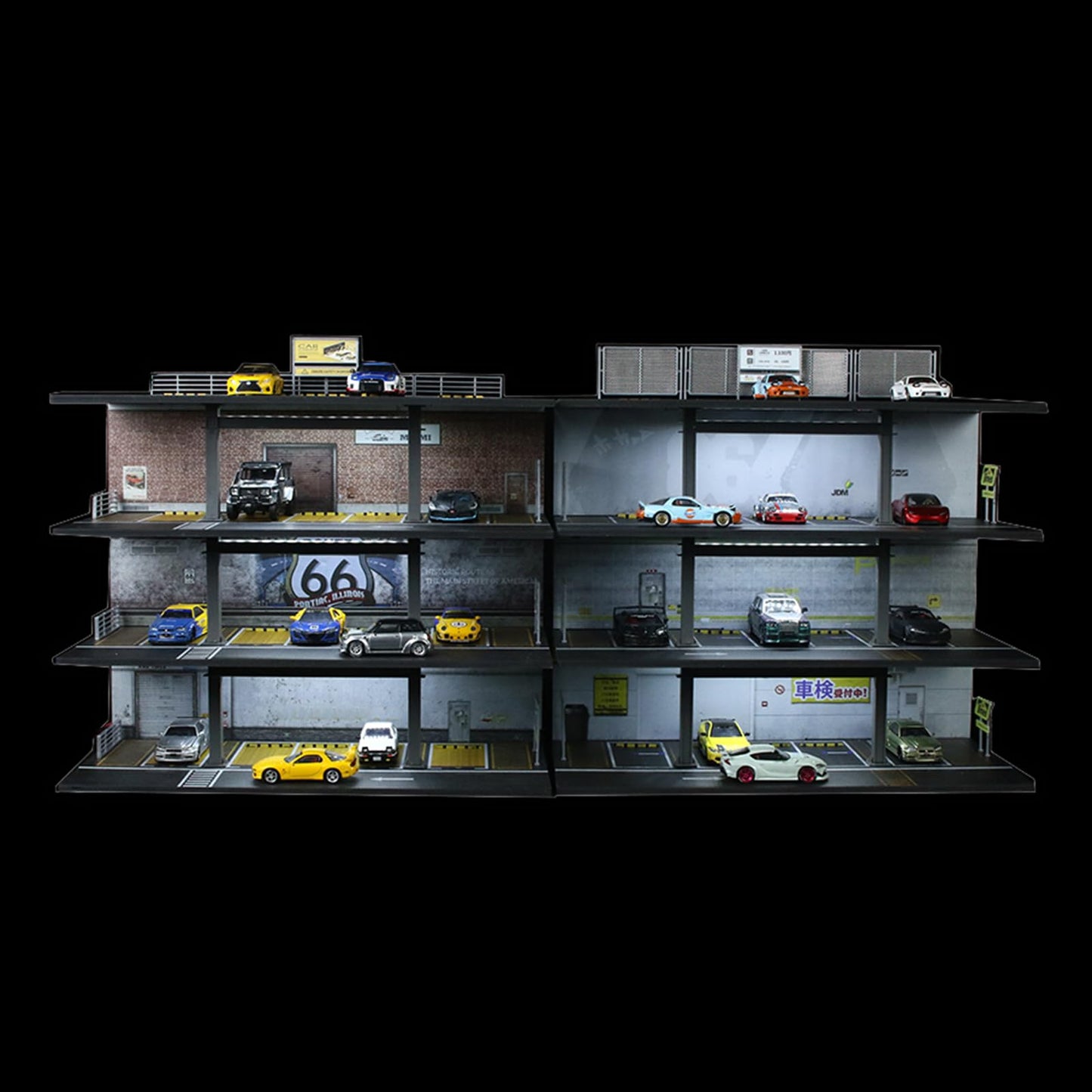 1/64 Scale Die-cast Model Car Display Case Organizer - Parking Garage Diorama Compatible with Hot Wheels Matchbox Mini GT,for Toy Car Display and Storage 20 Parking Spaces (Mix)