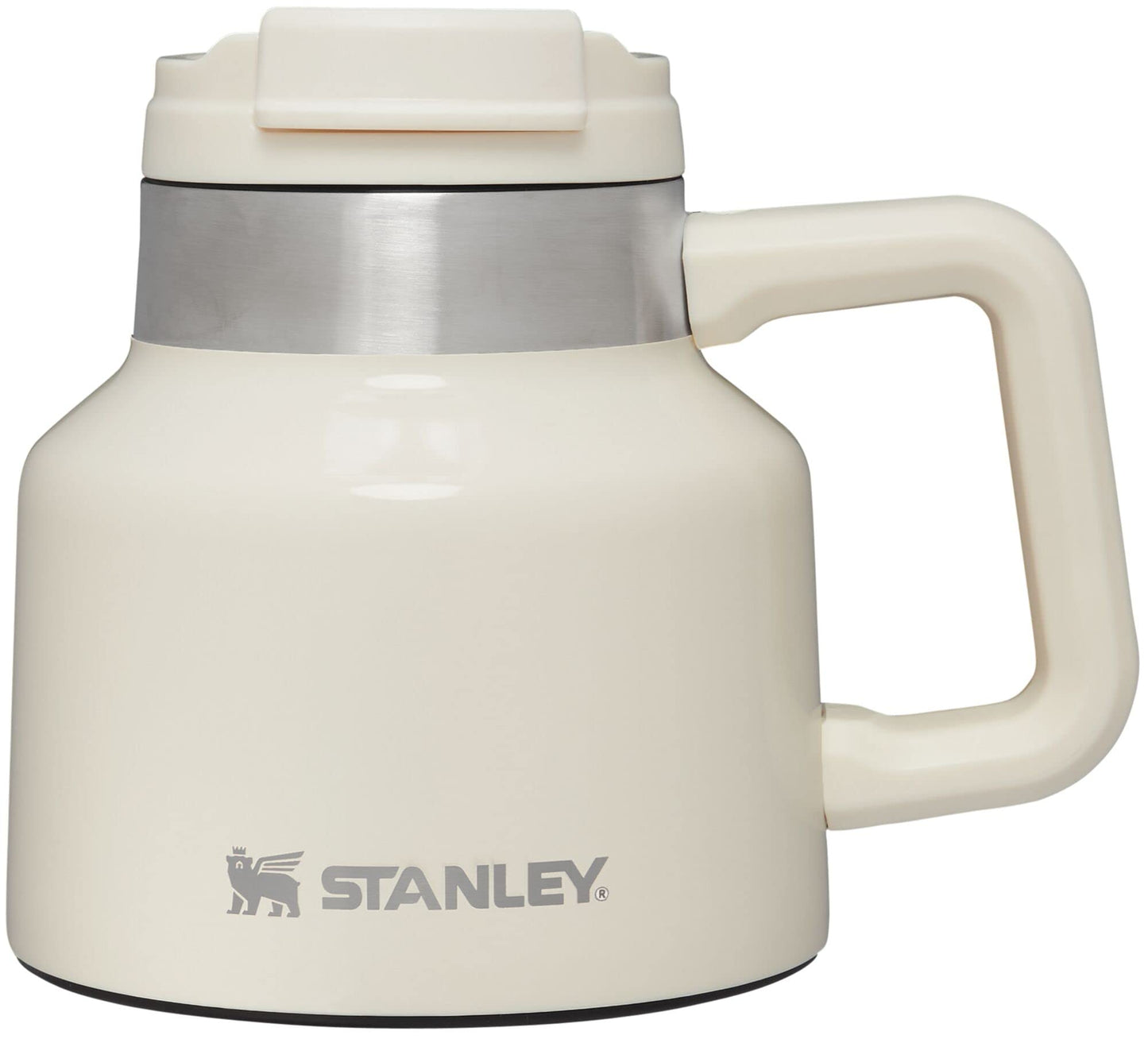 STANLEY Tough-To-Tip Admiral's Mug 20 oz | Twist-on Flip Open Lid | Wide Body with Non-Skid Rubber Base | Insulated Stainless Steel Coffee Cup | BPA-Free | Cream Gloss