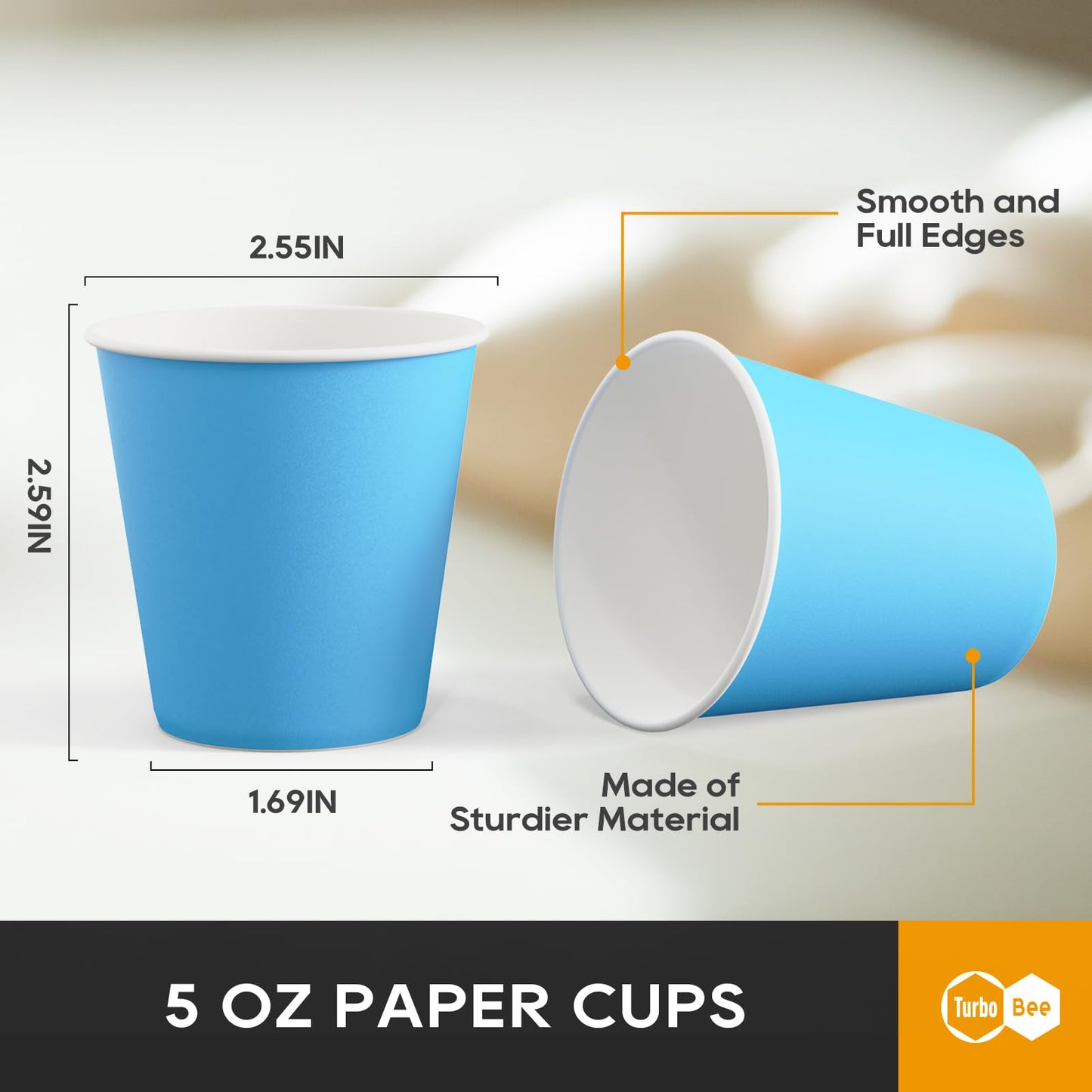 Turbo Bee 1200 Pack 5oz Disposable Paper Cups Bulk - Cold Beverage Water Cups for Parties, Offices, Events, Snacks and Mouthwash Use