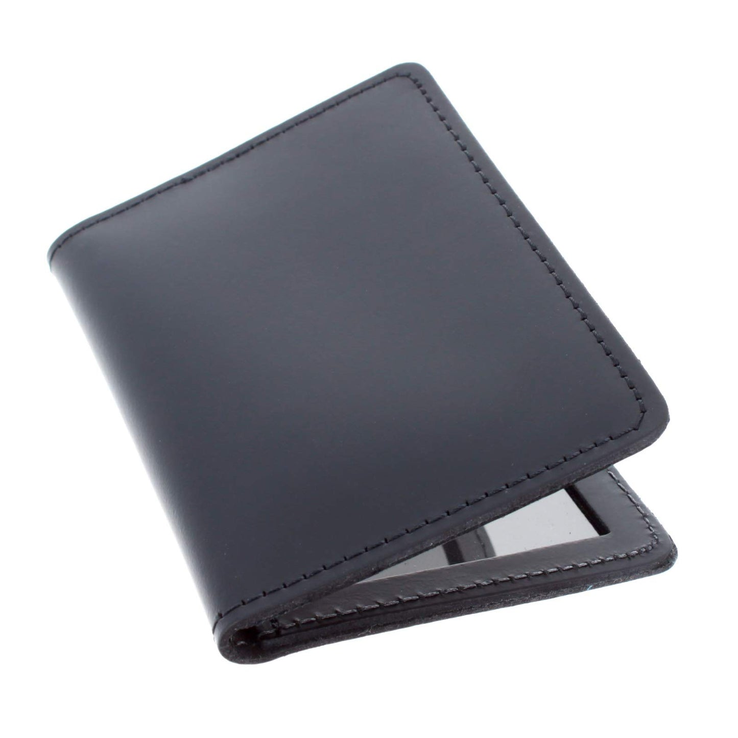ASR Federal Leather Bifold Minimalist Double ID Card Credential Holder (Smooth Black)