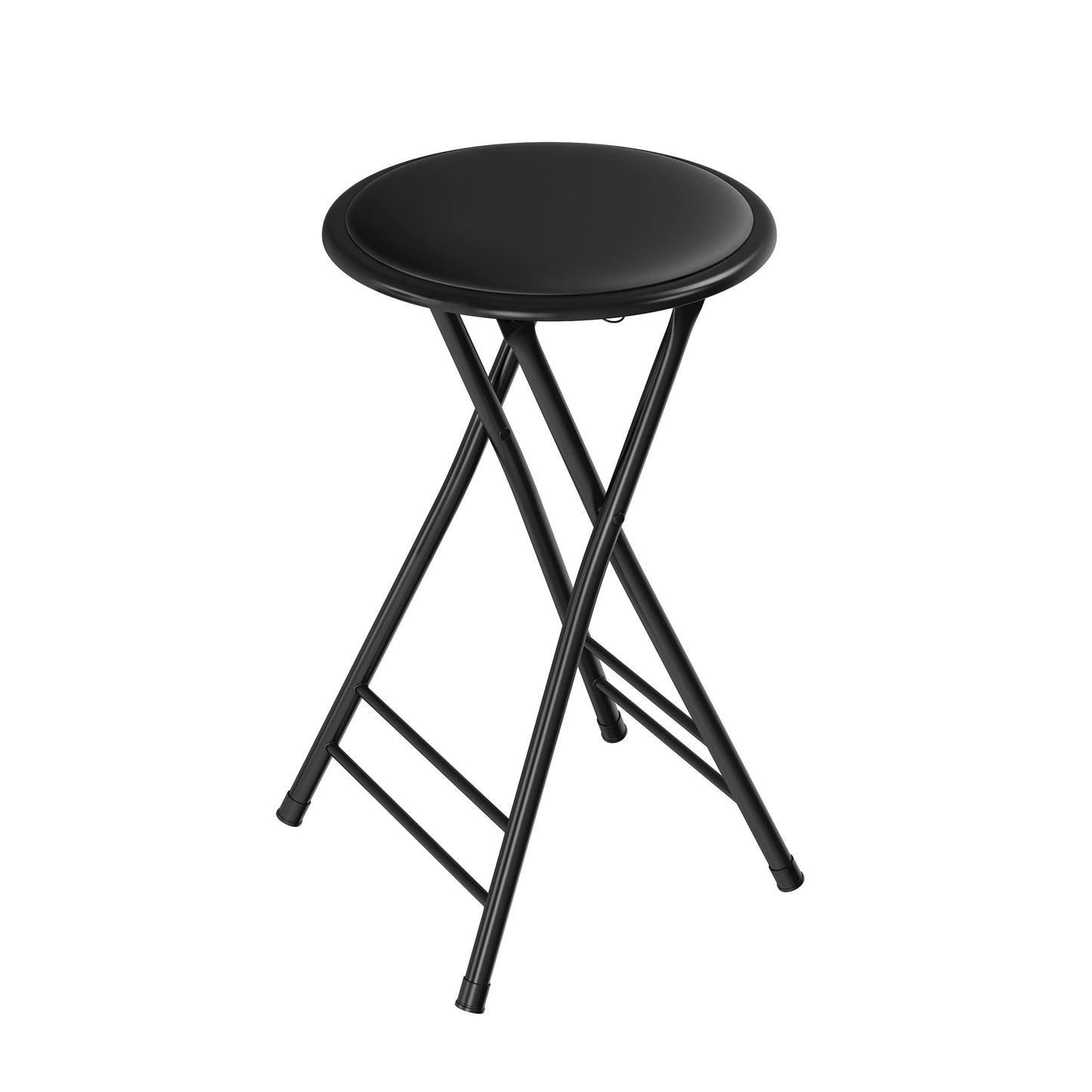 Lavish Home Backless Folding Stool with 225lb Capacity for Kitchen or Rec Room - Portable Indoor Counter Bar Stools (24-Inch, Black)