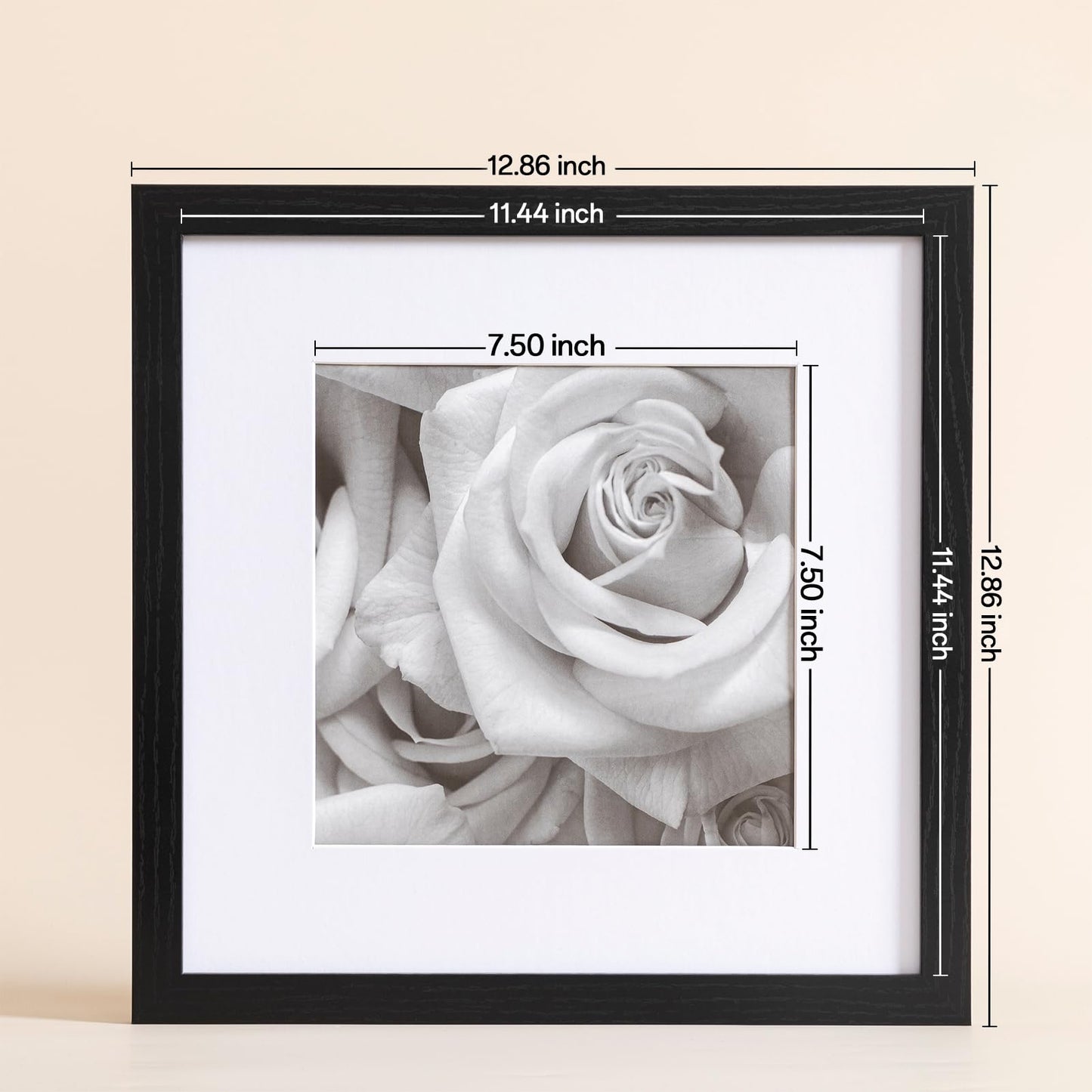 eletecpro 12x12 Picture Frames Set of 9 with Clear Acrylic Cover, Display 8x8 Photos with Mat or 12x12 Without, Classic and Sturdy Square Collage Gallery Wall Decor, Easy Wall Mount, Black