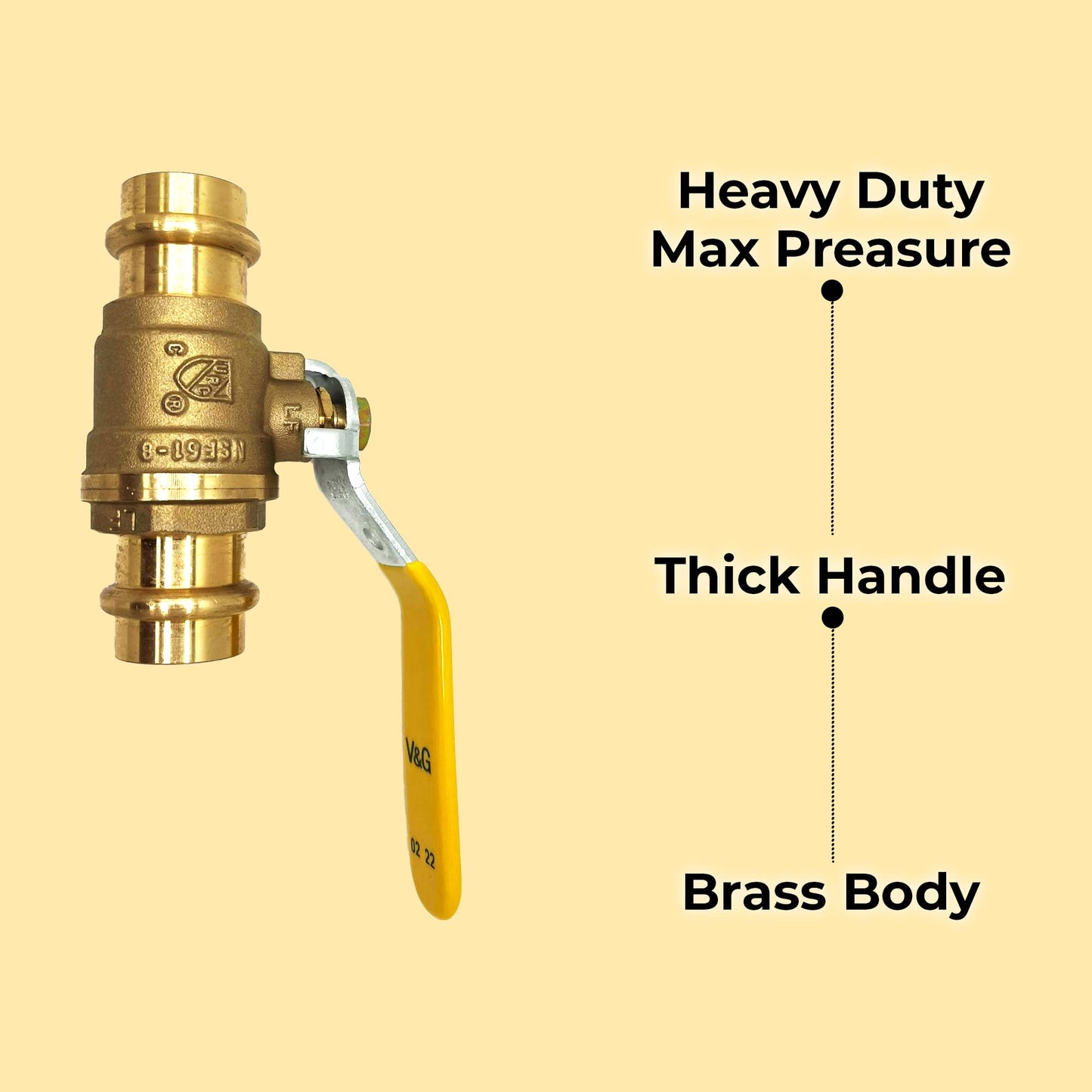 1/2" Propress Brass Ball Valve - Press Shut Off Ball Valve with EPDM O-ring Fit Both End For Pex Tubing - Premium Water Stop Shut Off Tool with 1/2” In. Connections - Pack of 10