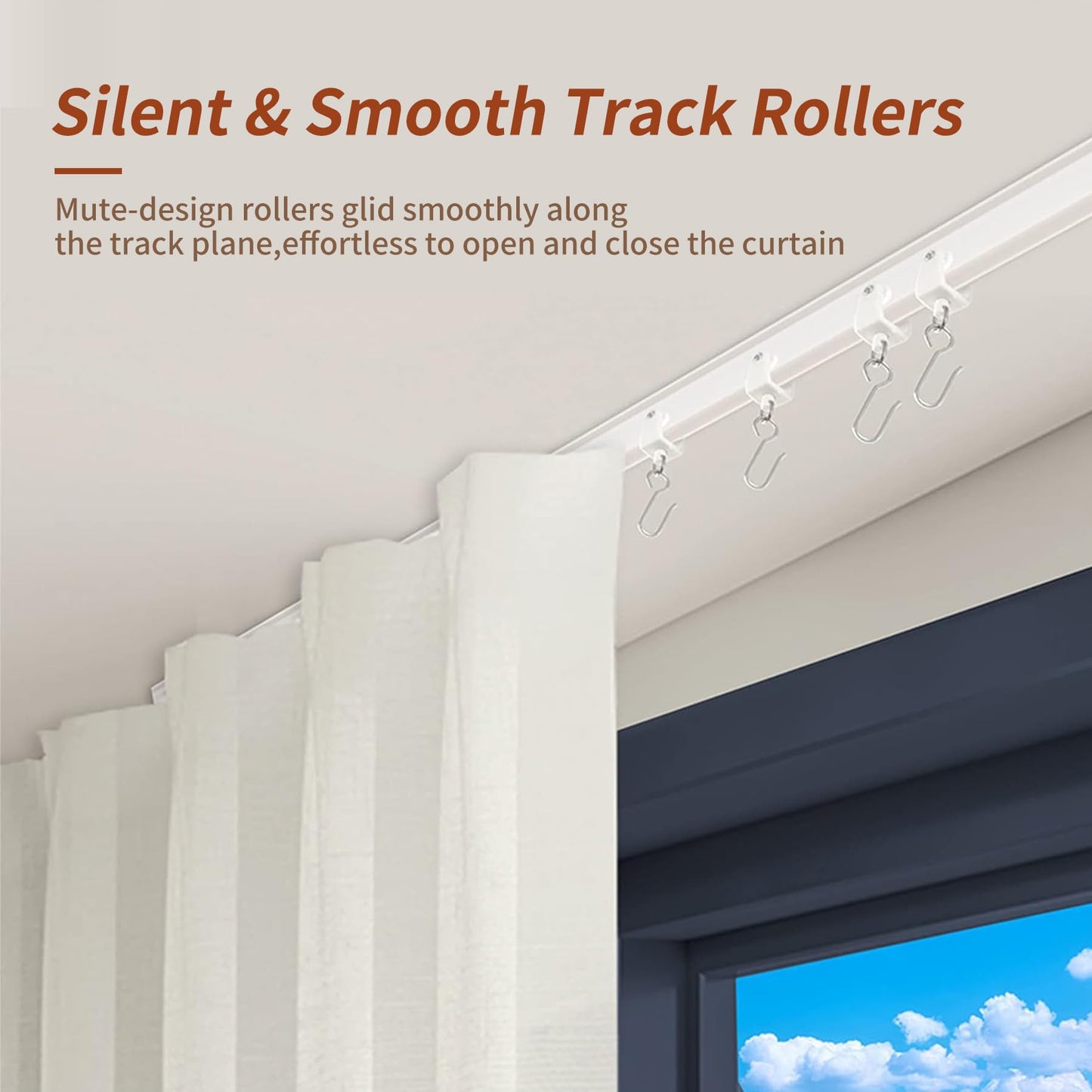 JIHXYER Flexible Bendable 16.4ft (5m) Curved Ceiling Mount Curtain Track, PVC White Matte, for Home, Office, RV, Bathroom