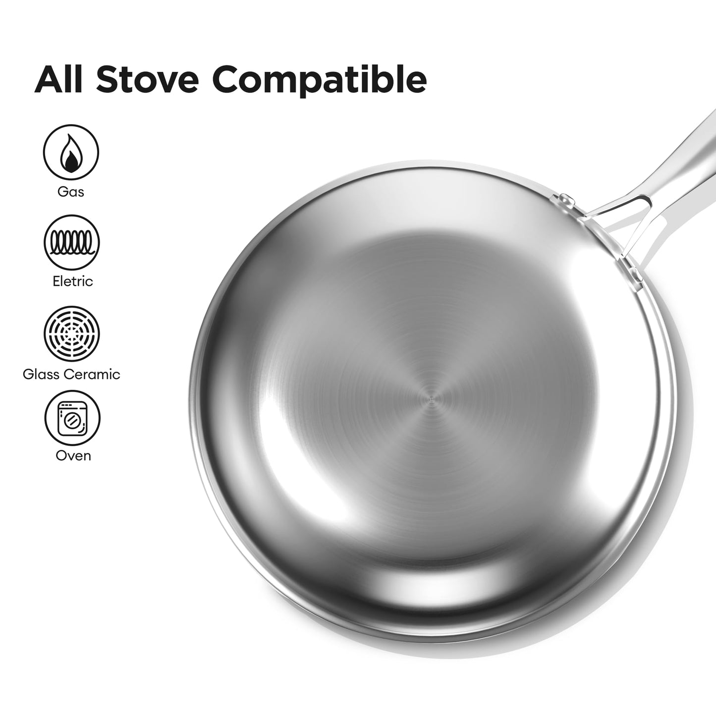 COOKER KING 10-Inch Hybrid Stainless Steel Wok with Lid, Nonstick Stir Fry Pan & Deep Frying Pan, Tri-Ply Clad Honeycomb Everyday Pan, Induction Ready, Oven & Dishwasher Safe, PFOA Free