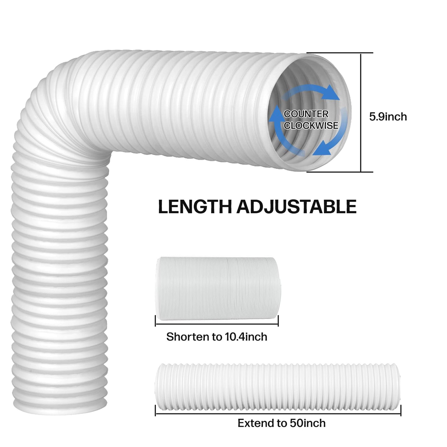 Portable Air Conditioner Window Seal Kit with 5.9" Counter-Clockwise Threaded Exhaust Hose, Portable AC Unit Window Ventilation Set with 3 Interlocking Adjustable Seal Panels