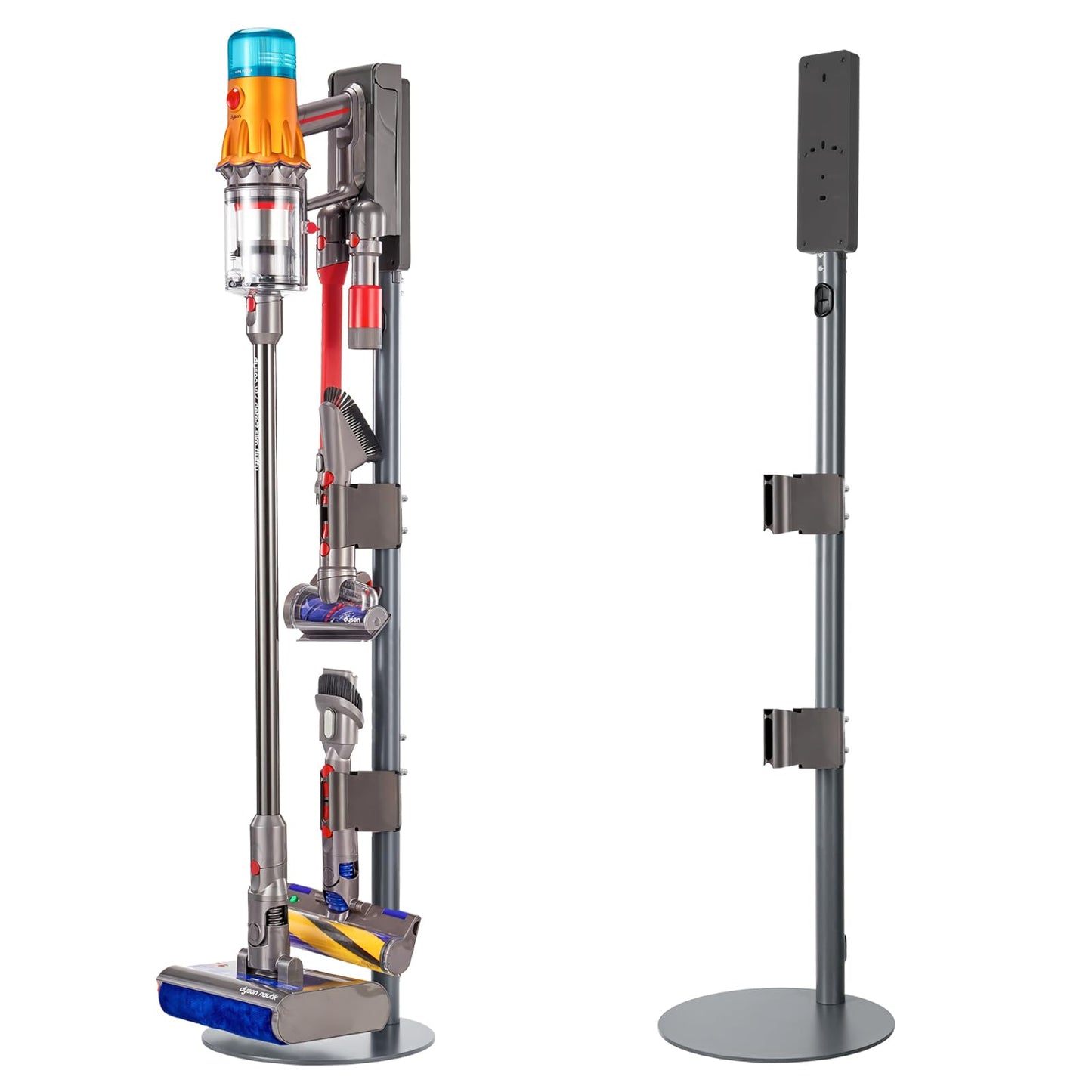 Sllolsupport Vacuum Stand Compatible for Dyson V7V8V10V11V12V15and Slim, Metal Storage-Bracket-Stand-Metal-Holder Removable Storage Clips, Hidden Cable Design,Convenient for Storage and Charging