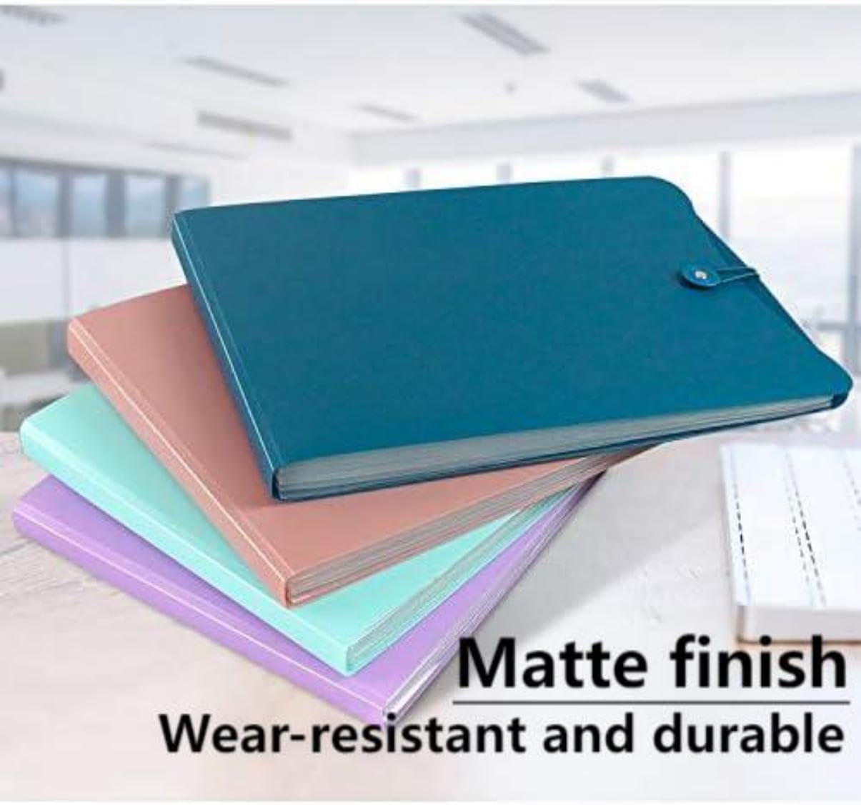 4 Packs Vertical Expanding Accordion Folder with 7 Pockets Paperwork Organizer Document Wallet Briefcase Business File Organizer Bag A4 Letter Size Elastic Rope Closure （Light Blue，Green，Purple，Choco）