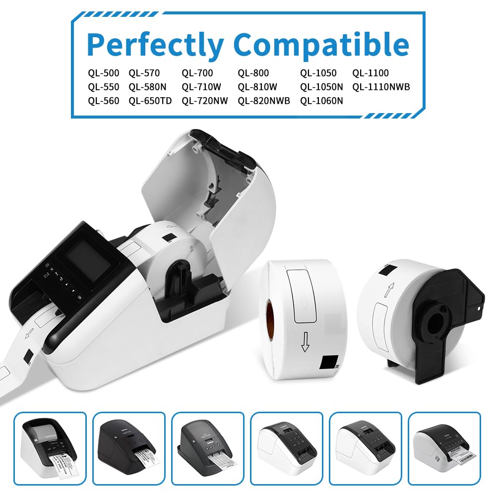 Replace for Brother DK-1208 Die-Cut Large Address Paper Labels, 1.4 in x 3.5 in, 400 per Roll/ 4000 Labels for QL-800 ql-820nwb Printer, 10 Rolls + 1 Frame