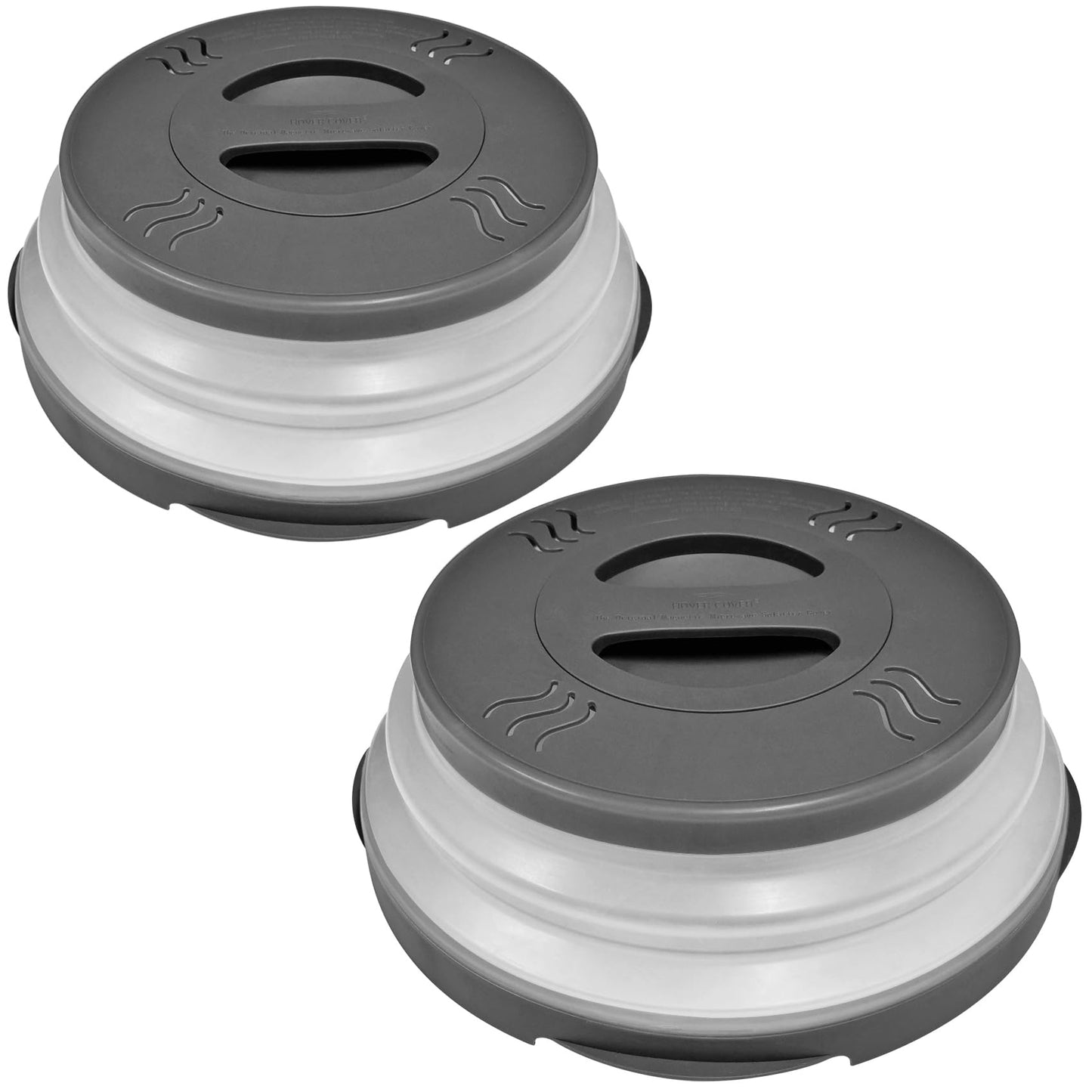 HOVER COVER 2 PACK Magnetic Microwave Splatter Cover with High Power, Strongest Magnetic Grip, Collapsible 12-Inch BPA-Free Food Lid, Vented Plate Guard, Dishwasher Safe, Space-Saving Storage - Gray