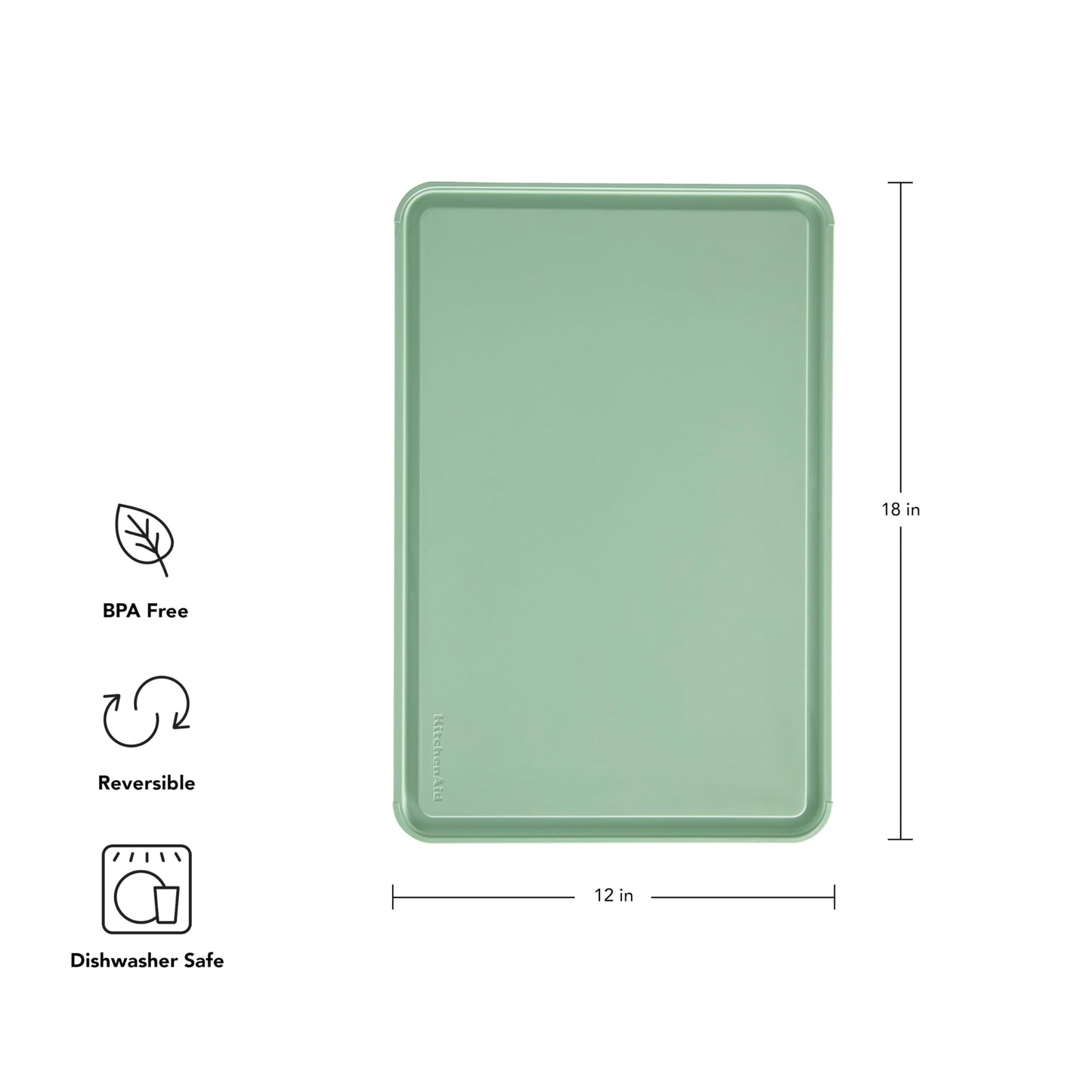 KitchenAid Classic Plastic Cutting Board with Perimeter Trench and Non Slip Edges, Dishwasher Safe, 12 inch x 18 inch, Green
