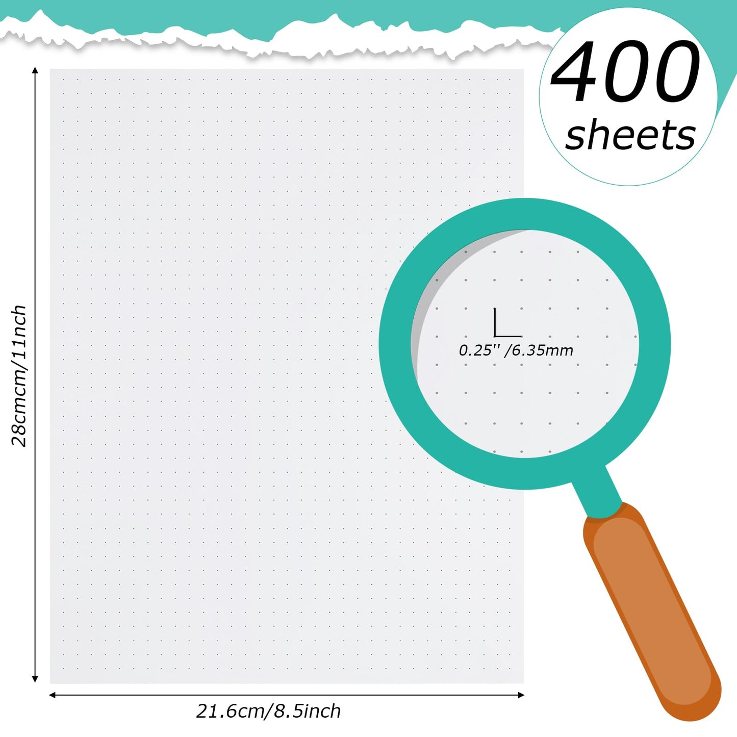 Sabary 400 Sheets Dot Cross Grid Graph Paper 8.5 x 11 Inches Letter Size Grid Paper Unpunched Refills Graph Paper Large Grid for Planning Bullet Journaling Thick Paper Smooth, White (Classic Style)