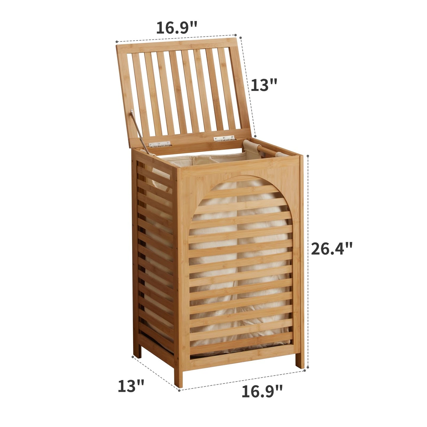 Laundry Hamper with Lid,Bamboo Large Waterproof Clothes Laundry Basket,Removable Washing Bags with Handles,clothes basket (Natural)