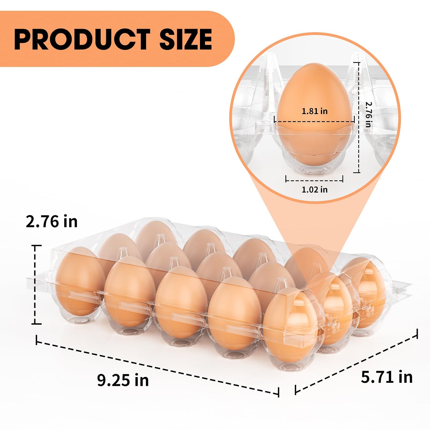 100 Pack Egg Cartons Cheap Bulk 12 Count Clear Plastic Egg Containers for Chicken Eggs, Reusable Egg Holder for Home Ranch Farm Commercial Market Display, Plastic Egg Packaging for Craft Projects