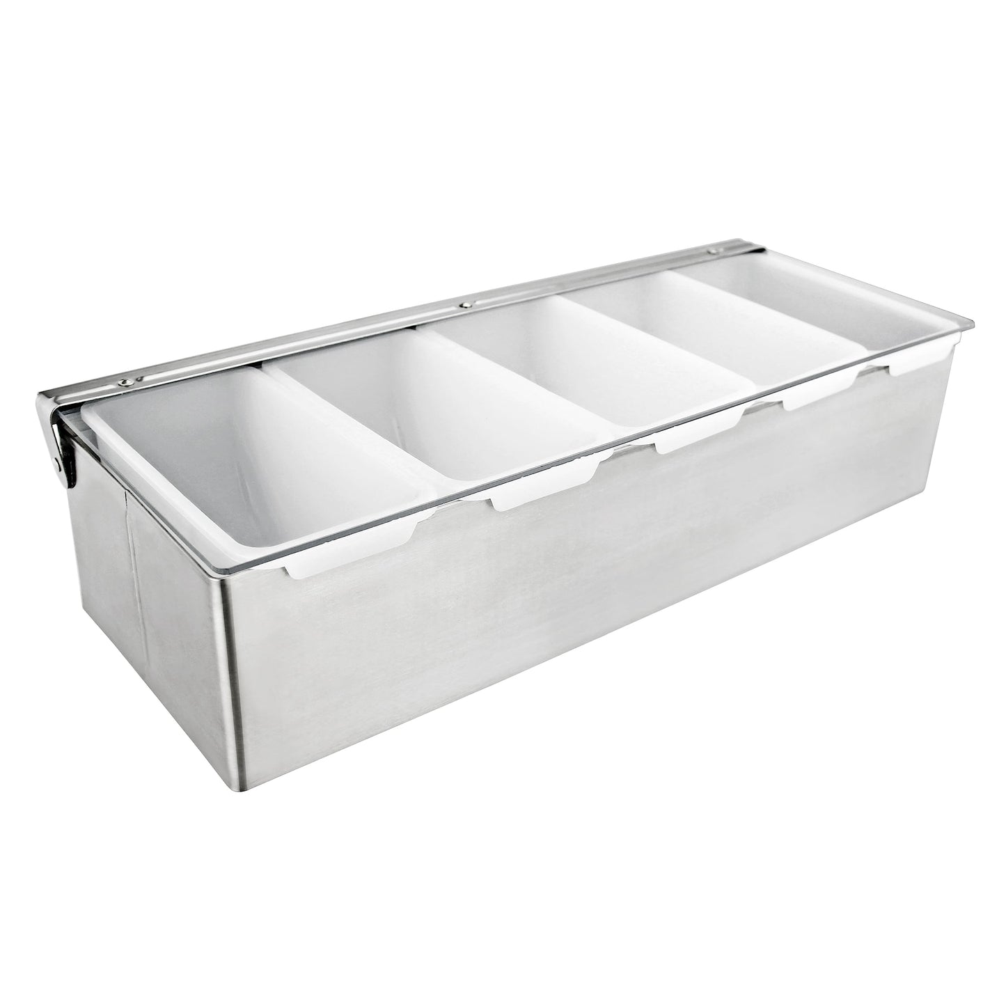 New Star Foodservice 48032 Stainless Steel Condiment Dispenser with 5 Compartments (No Ice Tray)