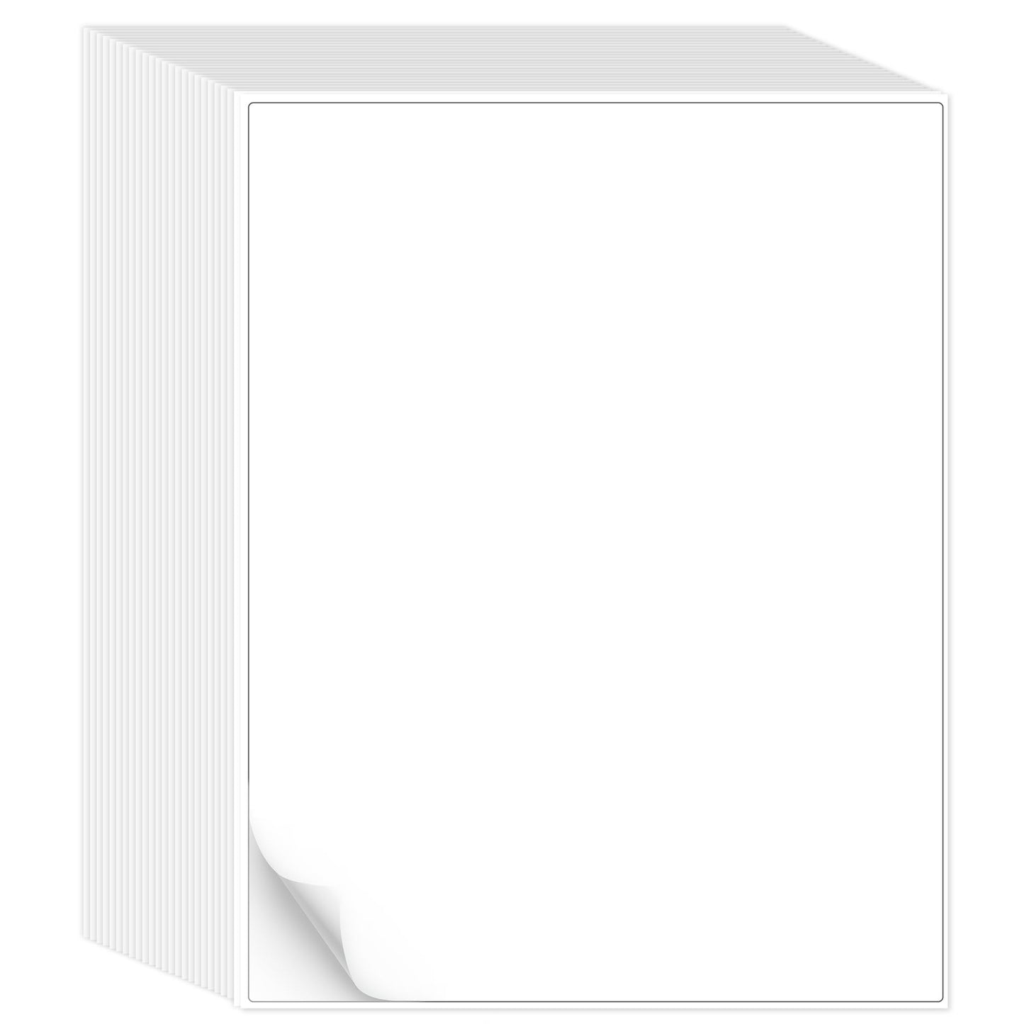 L LIKED 500 Sheet 8.5 x 11 Full Sheet Label, Matte, White Sticker Paper for Laser & Inkjet, Strong Adhesive (500 PCS)