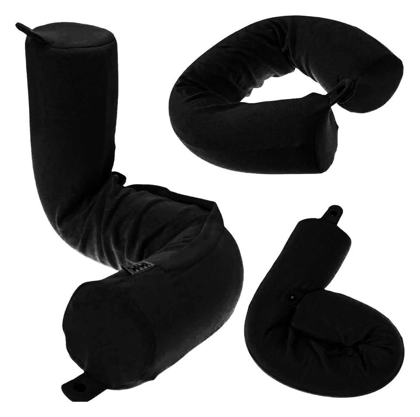 Dot&Dot Twist Memory Foam Travel Pillow for Airplanes - Travel Neck Pillow for Sleeping - Airplane Pillow for Neck Support, Chin, Lumbar and Leg - Adjustable, Bendable Neck Roll Pillow (Onyx)