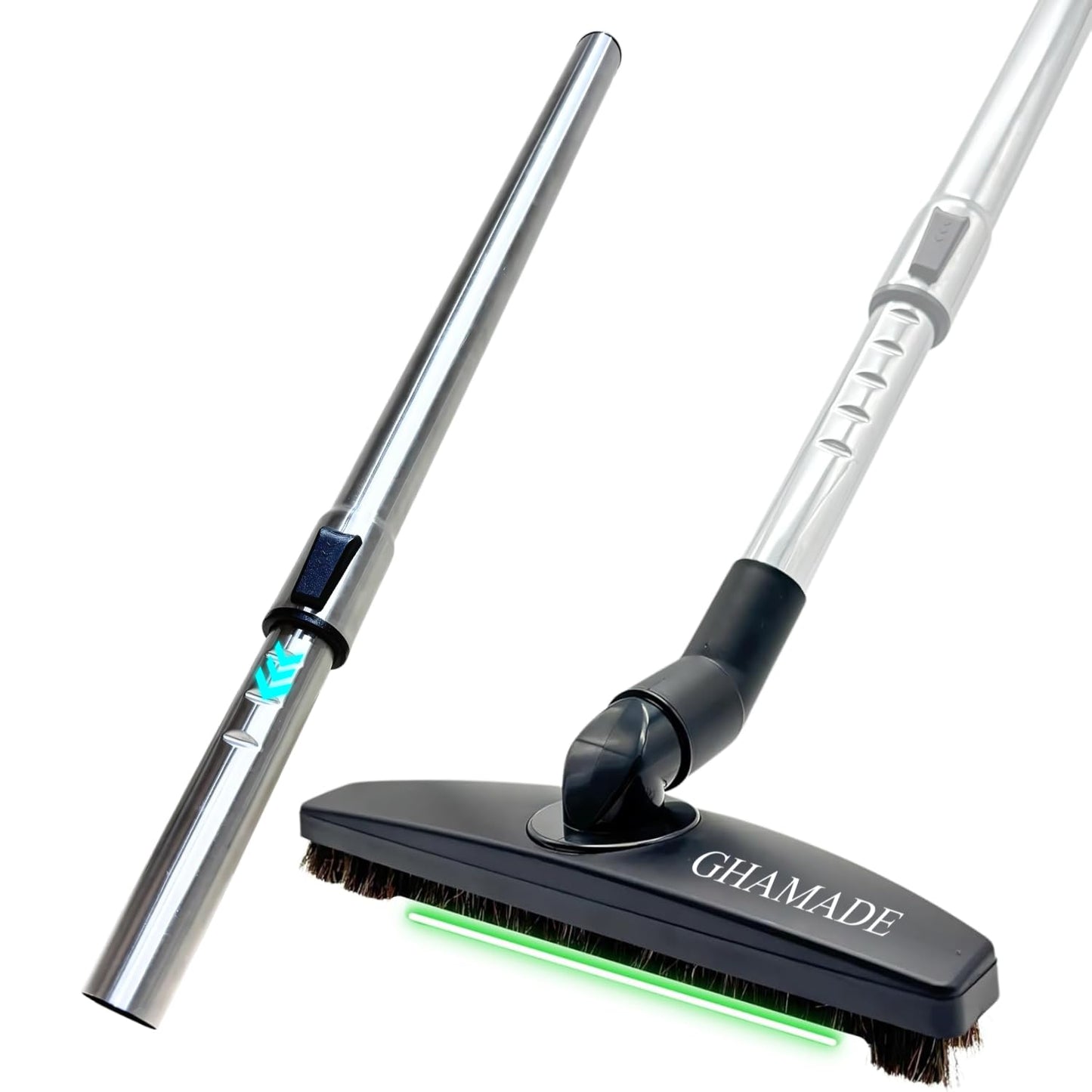 Vacuum Floor Brush & Extension Wand for Vacuum Cleaners with 1 ¼ inch (1.25'') (32mm) Inner Diameter with Horse Hair Soft Bristles - Hardwood Floor Attachment & Vacuum Extension Tube