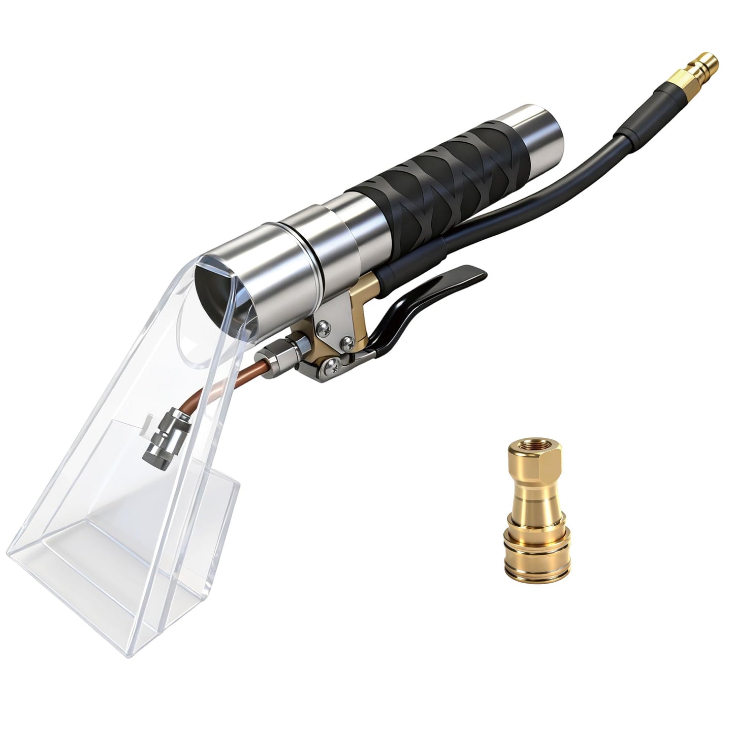 SplashPower Upholstery Extractor Tool with Clear Head, Carpet Extractor Wand for Auto Detailing & Upholstery Cleaning, High Pressure Hand Wand Compatible with Mytee & Portable Extractors