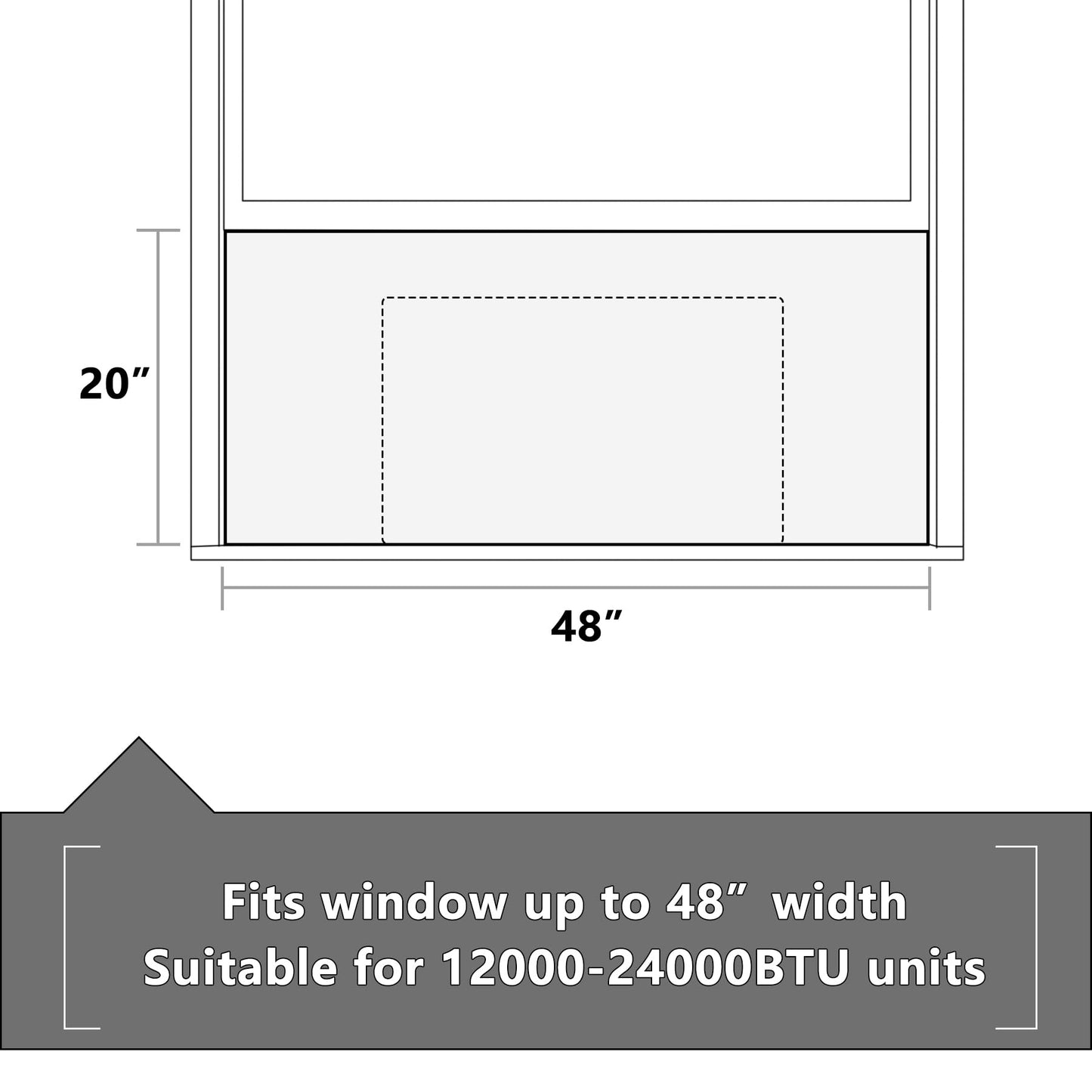 BJADE'S Window Air Conditioner Side Insulated Foam Panel,Full Surround Panels Window Seal Kit, Summer and Winter Heat and Draft Insulating 48in W