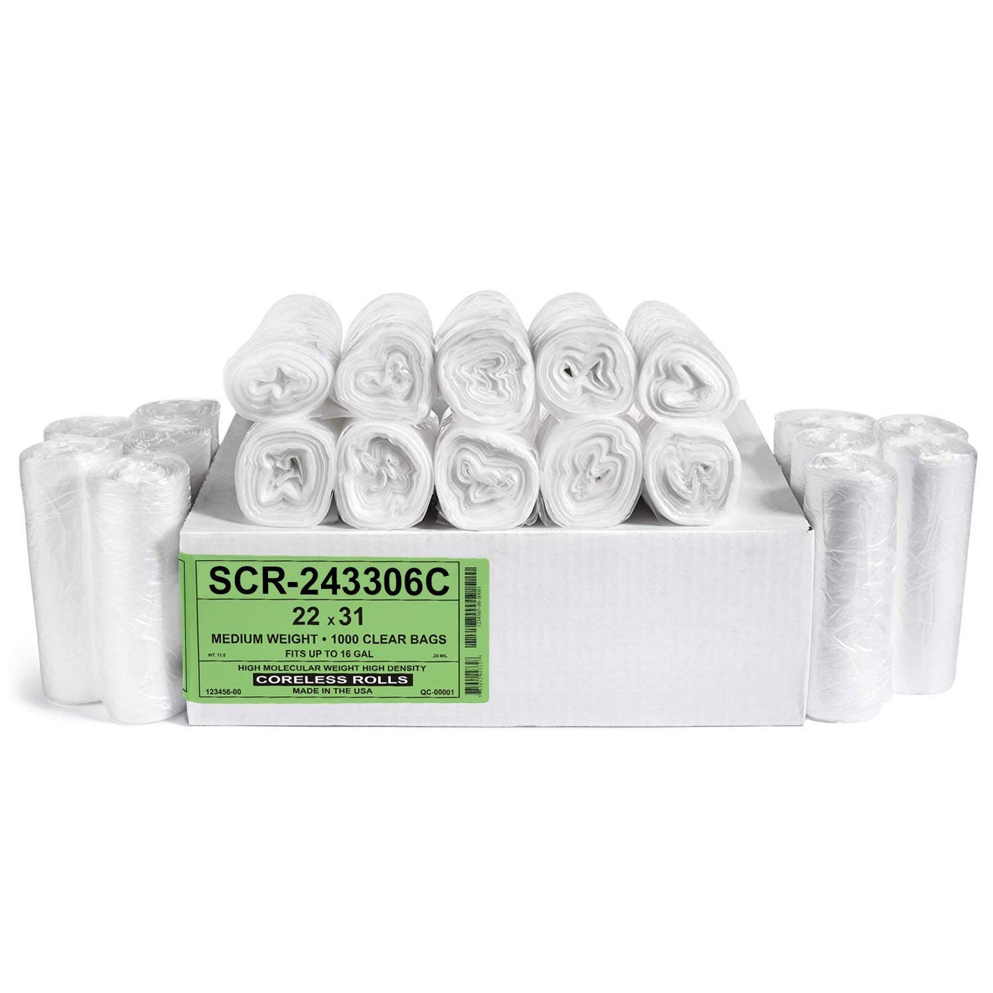Aluf Plastics SCR-243306C 12-16 Gallon Trash Bags - (Commercial 1000 Pack) - Source Reduction Series Value High Density 6 Micron Gauge (equiv) - Intended for Office, Bathroom, Paper, Styrofoam