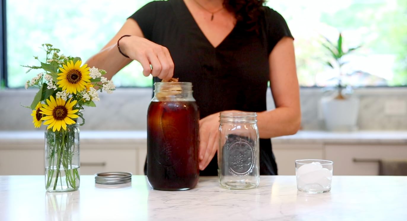 CoffeeSock Cold Brew Kit – 64 oz Half Gallon Mason Jar Cold Brew Coffee Maker with Reusable Organic Cotton Filter, GOTS Certified, Eco-Friendly Cold Brew Starter Set – Gift for Coffee Lovers