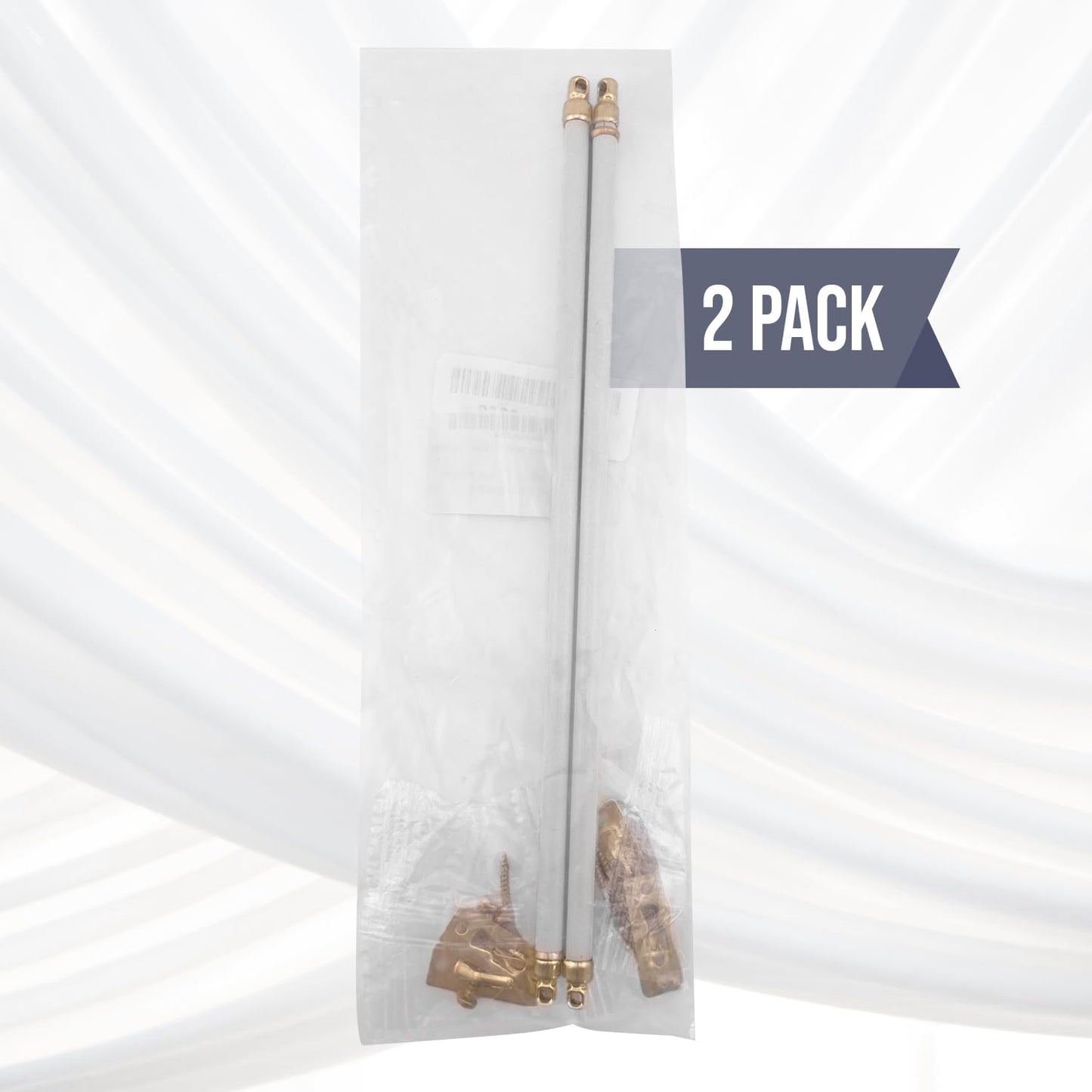 Amazing Drapery Hardware White Swivel Sash Curtain Rods with Brass Ends, Set of 2 (Hardware Included) - Adjustable Length 21-38 Inches, Easy to Install Metal Rods for Doors, Windows, and Sidelights
