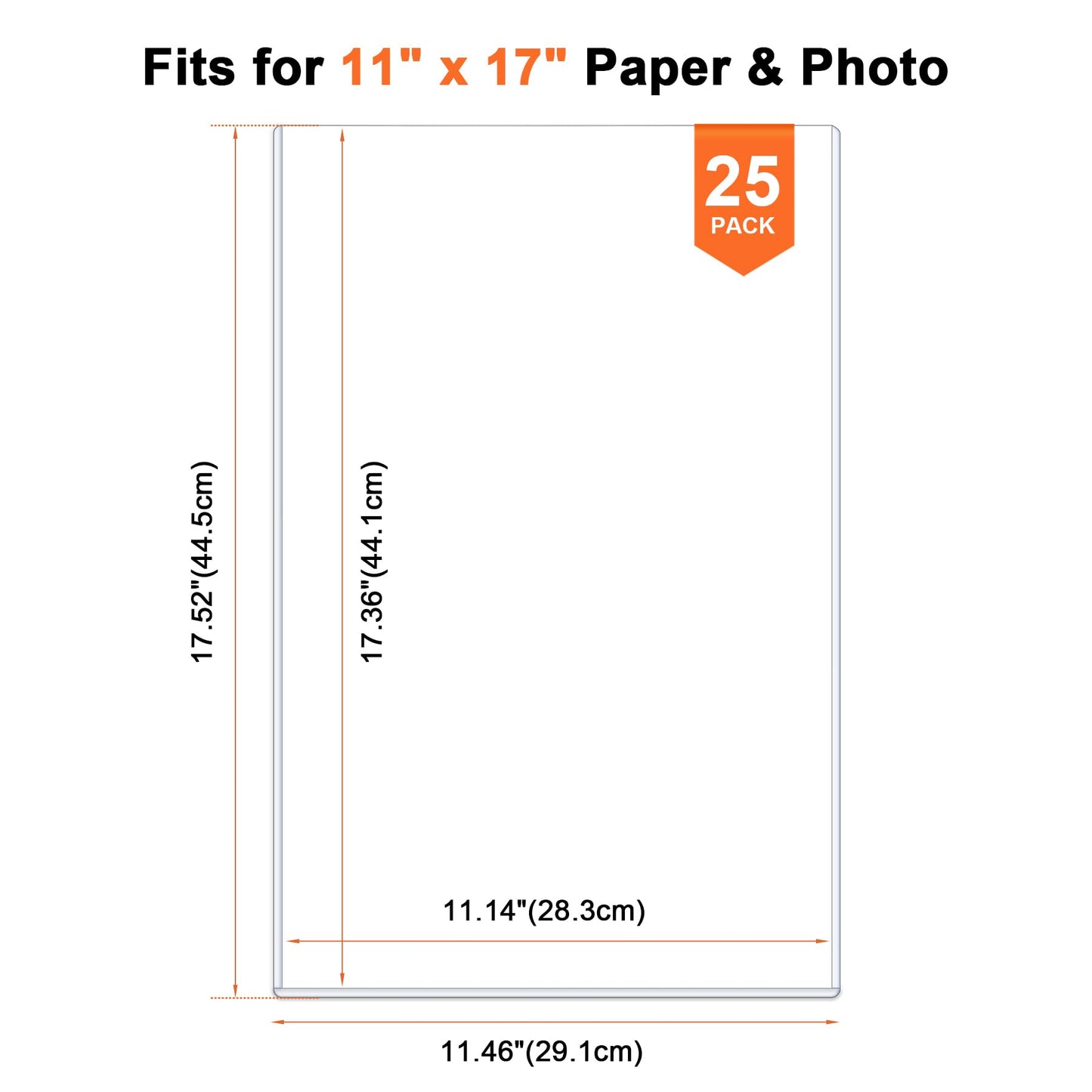 Ndsox 25 Pack 11" x 17" Rigid Print Protectors - Heavy Duty Hard Plastic Sheet Page Protectors - Crystal-Clear Menu Holders - Top Loading Art Prints Sleeves for Documents Magazines Posters Photographs