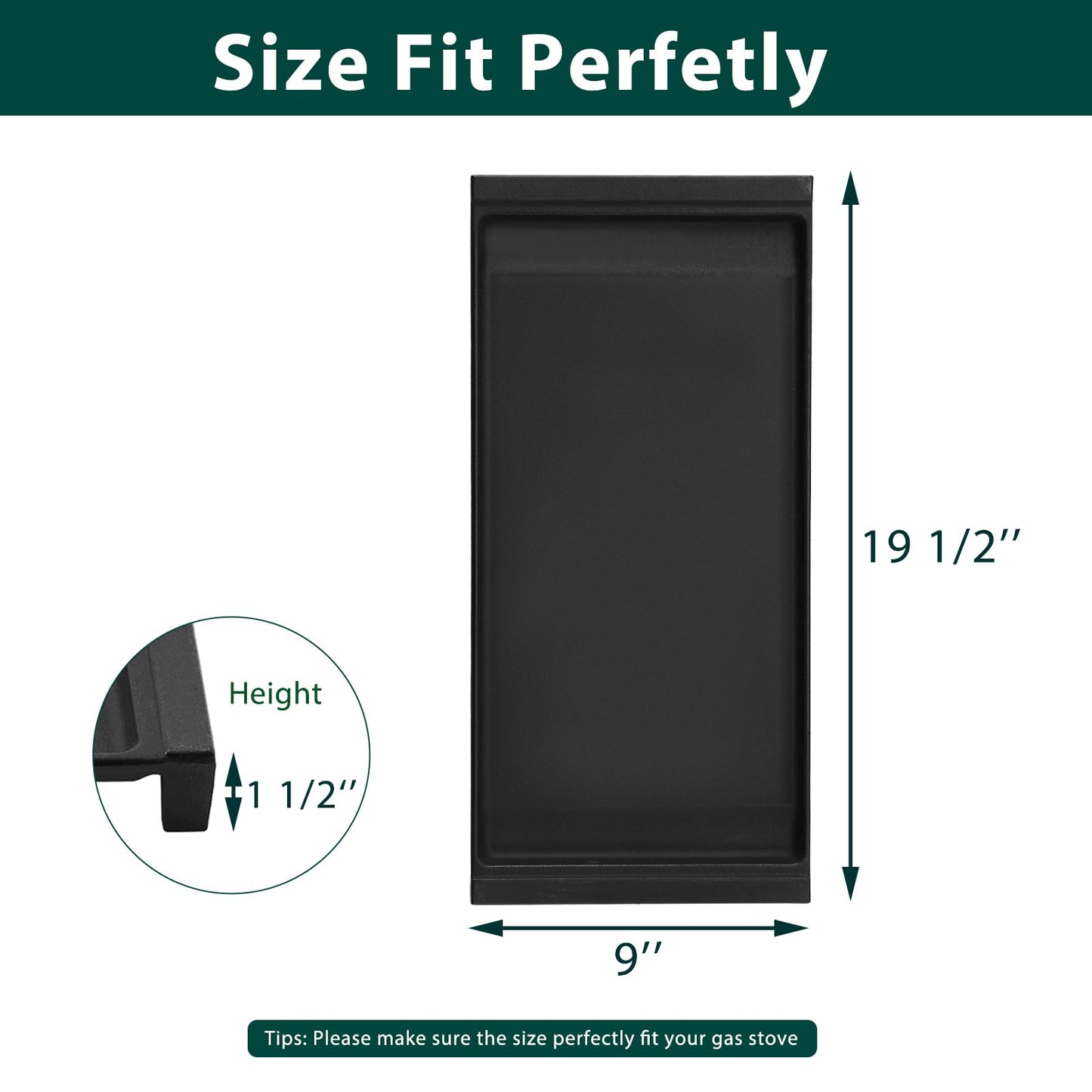 WB31X24738 WB31X49806 Griddle Replacement Parts for GE Gas Stove Top Cast Iron Appliance Griddles 19.5’’ x 9’’ Range Cooktop Griddles Pan JGBS66REKSS JGBS66REK3SS 30In Center Griddle Plate 1 Pcs