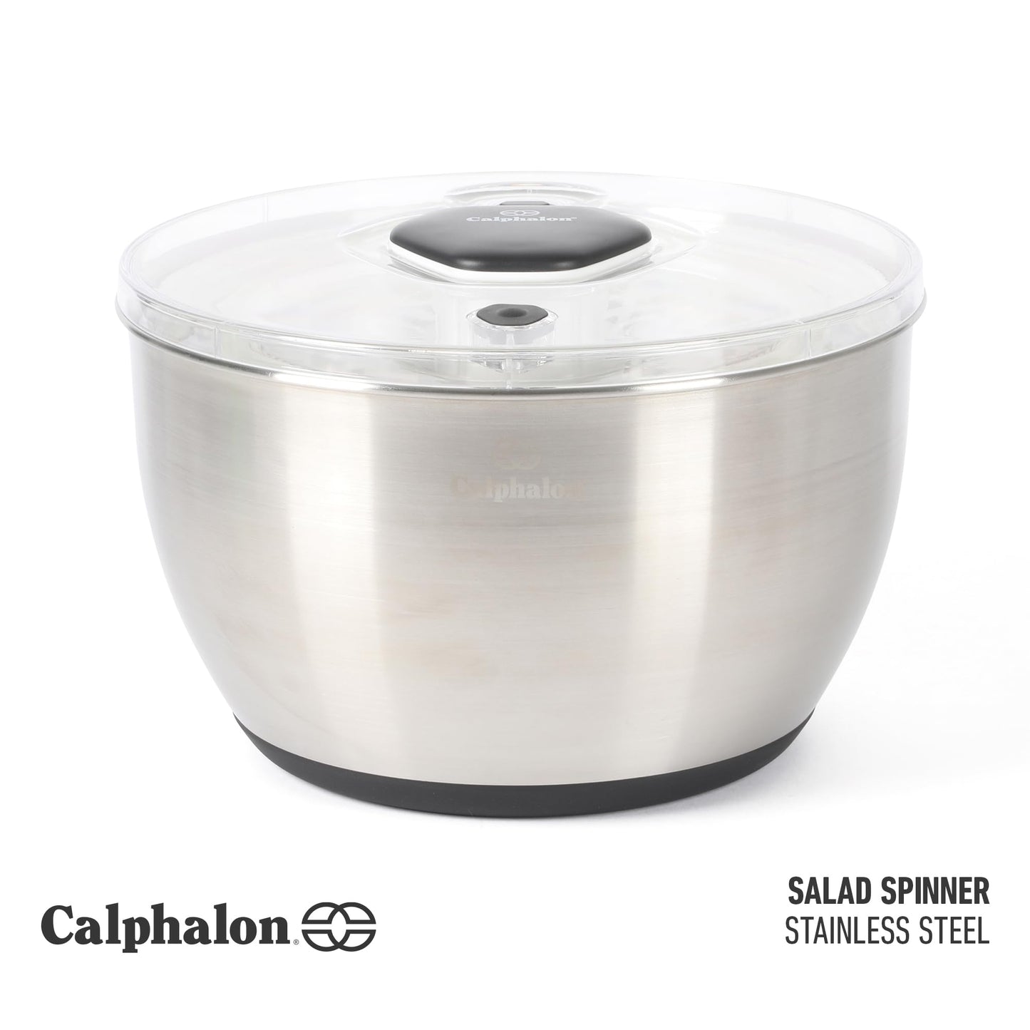 Calphalon Aero 6.3-Qt Stainless Steel Salad Spinner, Fruit & Vegetable Washer Bowl with Strainer Basket for Washing Lettuce, Spinach, Herbs & Fresh Produce