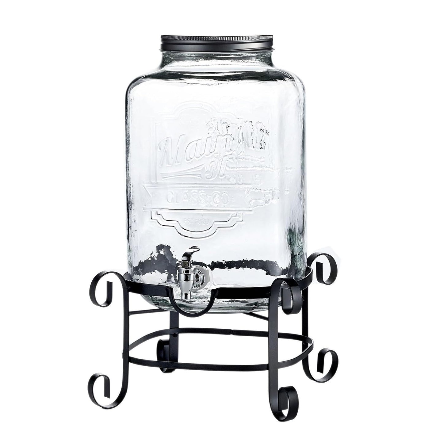 Style Setter Beverage Dispenser Cold Drink Dispenser w/ 3-Gallon Capacity Glass Jug, Metal Stand & Leak-Proof Acrylic Spigot Great for Parties, Weddings & More